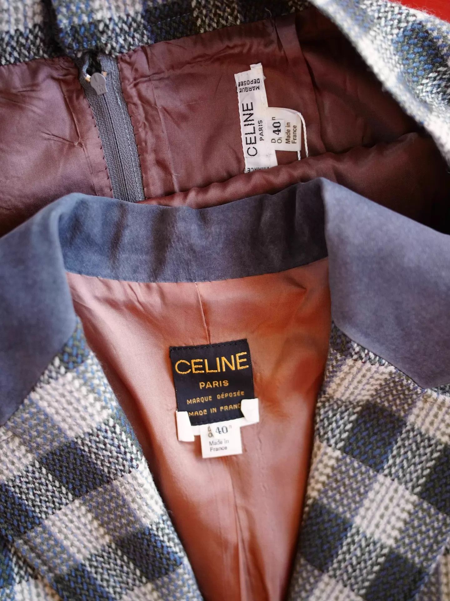 Celine Celine Vtg Thick Wool Tweed Check Suit Skirt Set Size S / US 4 / IT 40 - 6 Thumbnail
