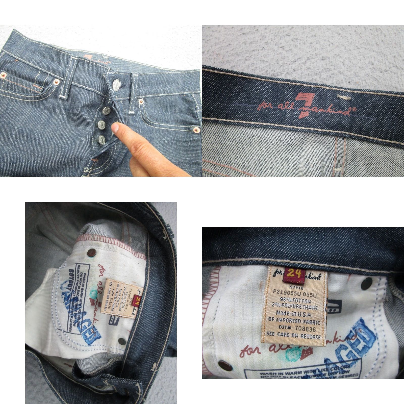 7 For All Mankind VINTAGE 7 For All Mankind Women's Jeans Capri Regular Fit Blue Raw Denim 24 Inches Size Size 42" / US 20 - 8 Thumbnail