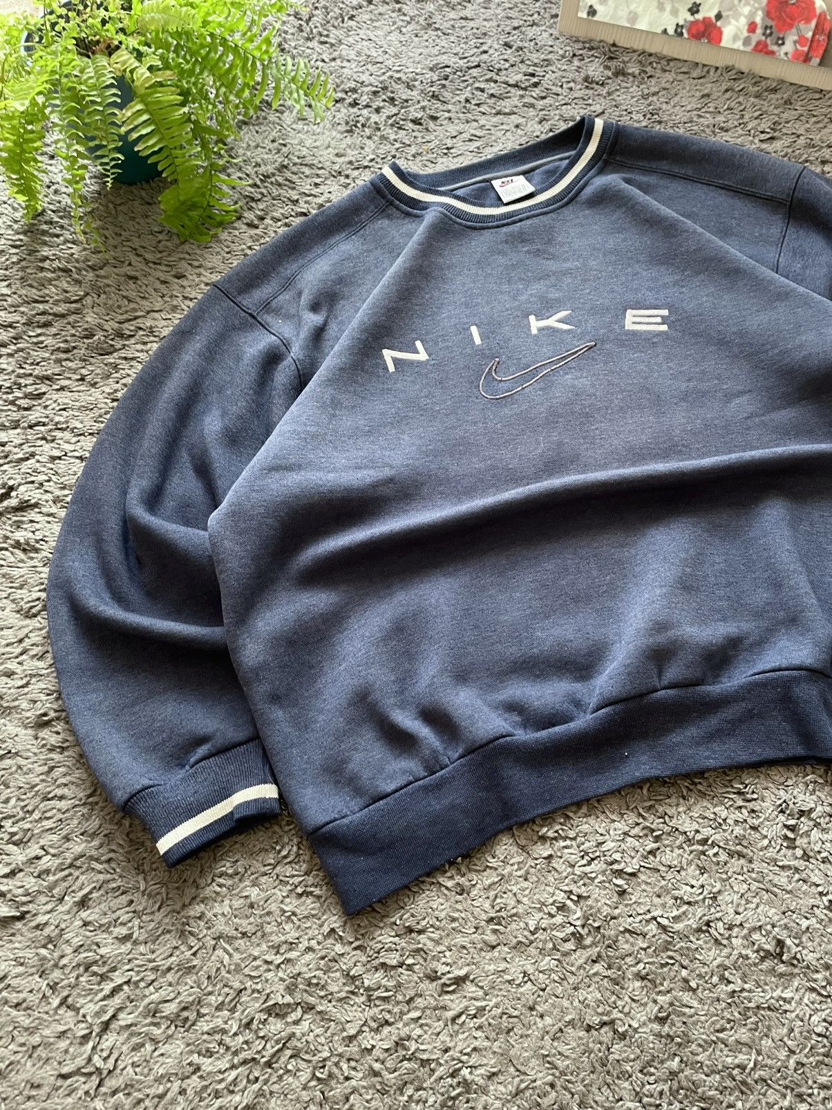 Nike × Vintage 90s Nike Vintage Sweatshirt Streetwear Center Logo Swoosh Size US XL / EU 56 / 4 - 6 Thumbnail