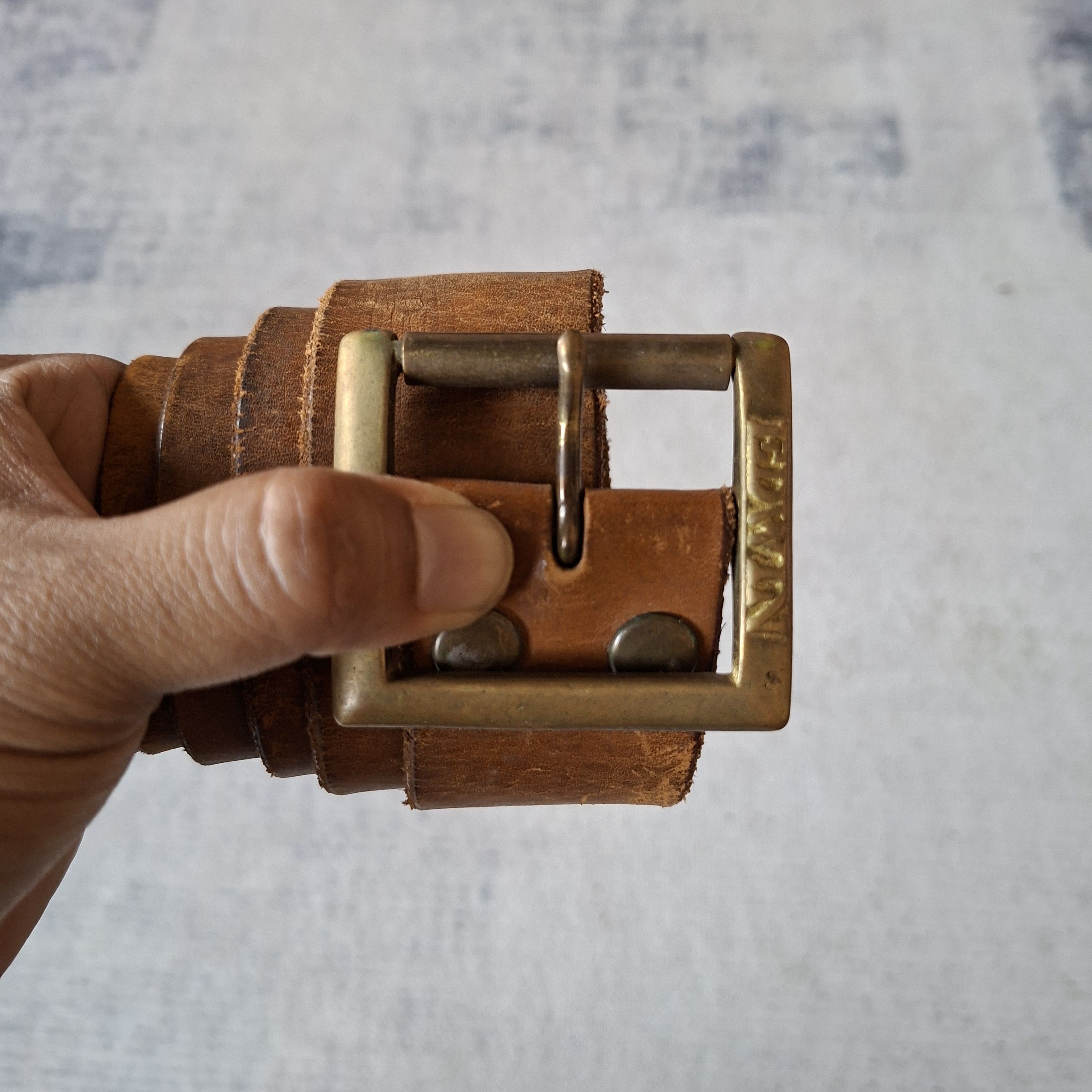 Edwin 🧱 Vintage edwin jeans solid brass garrison leather belt Size ONE SIZE - 2 Thumbnail
