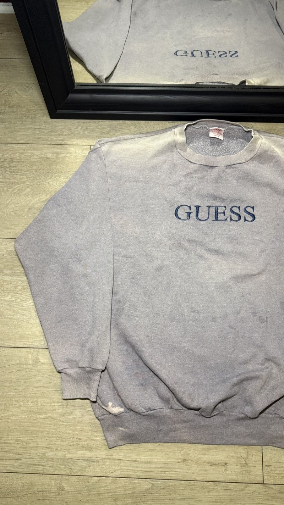 Guess Vintage 1990s Faded Guess SpellOut Embroidered Crewneck Size US M / EU 48-50 / 2 - 2 Thumbnail