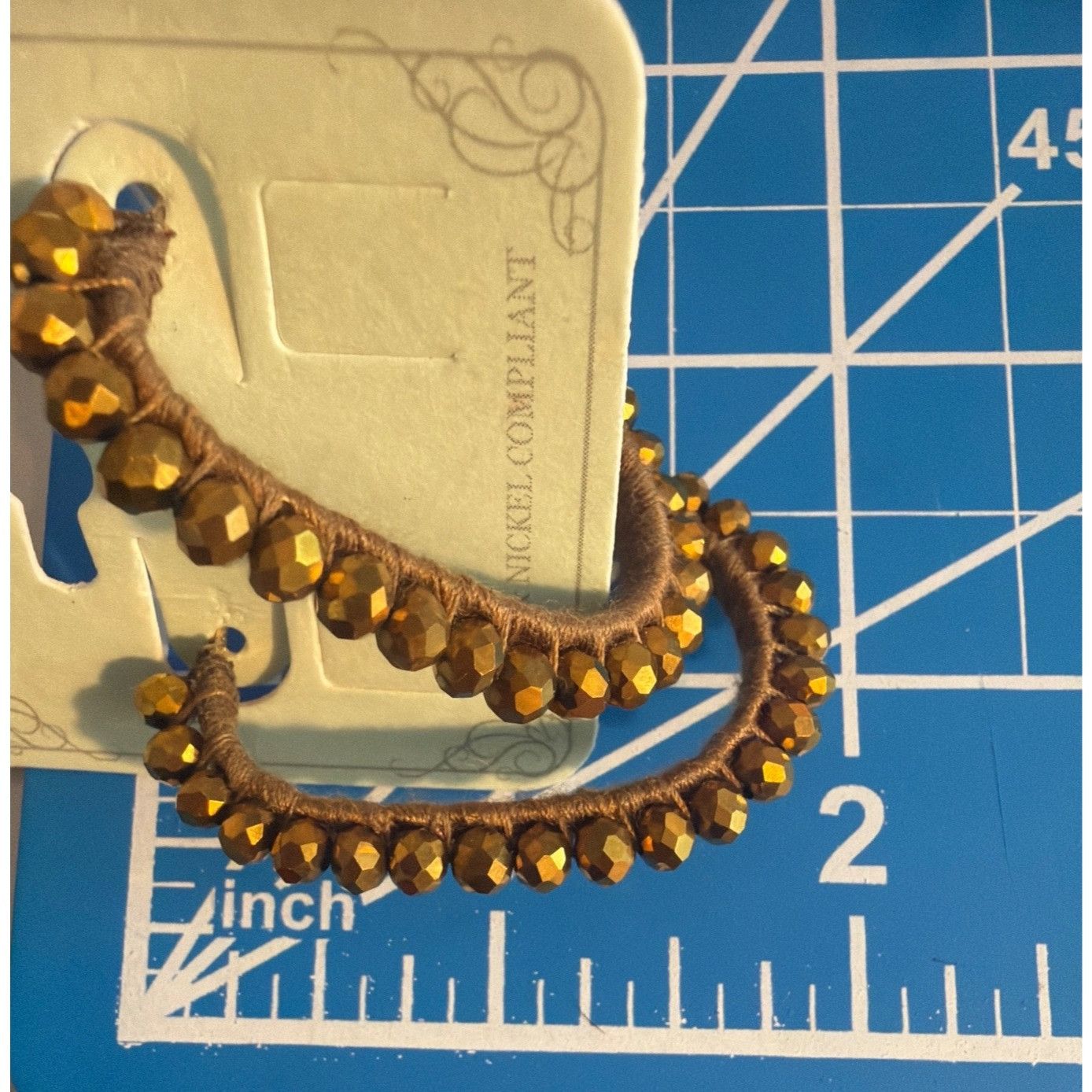 Other Copper Tone Beaded Hoop Earrings Icon Collection 2" Pierced Size ONE SIZE - 4 Thumbnail