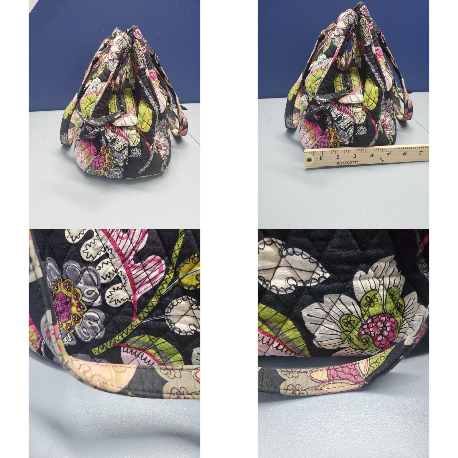 Vera Bradley Vera Bradley Tote Handbag Womens Black Multi Moon Blooms Floral Quilted Tote Medium Casual Formal Shoulder Strap Mens? Size ONE SIZE - 8 Thumbnail