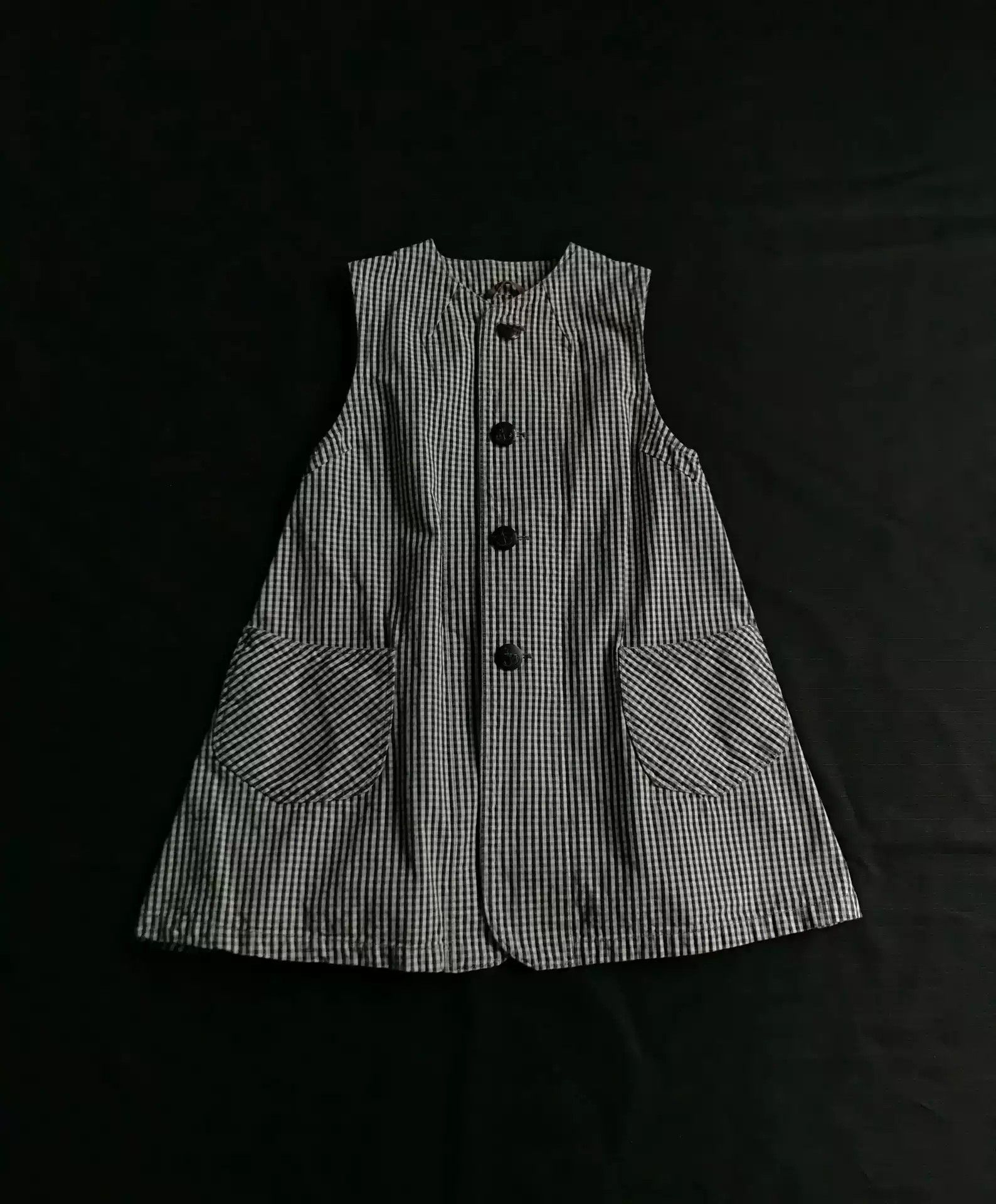 image of Kapital Hirata And Macro Yarn-Dyed Small Plaid Vest in Black, Men's (Size XS)