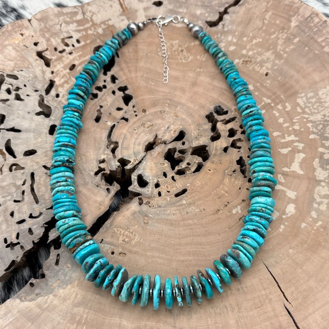 Native 1990s NATIVE AMERICAN Sterling Turquoise Graduated Necklace Size ONE SIZE - 1 Thumbnail
