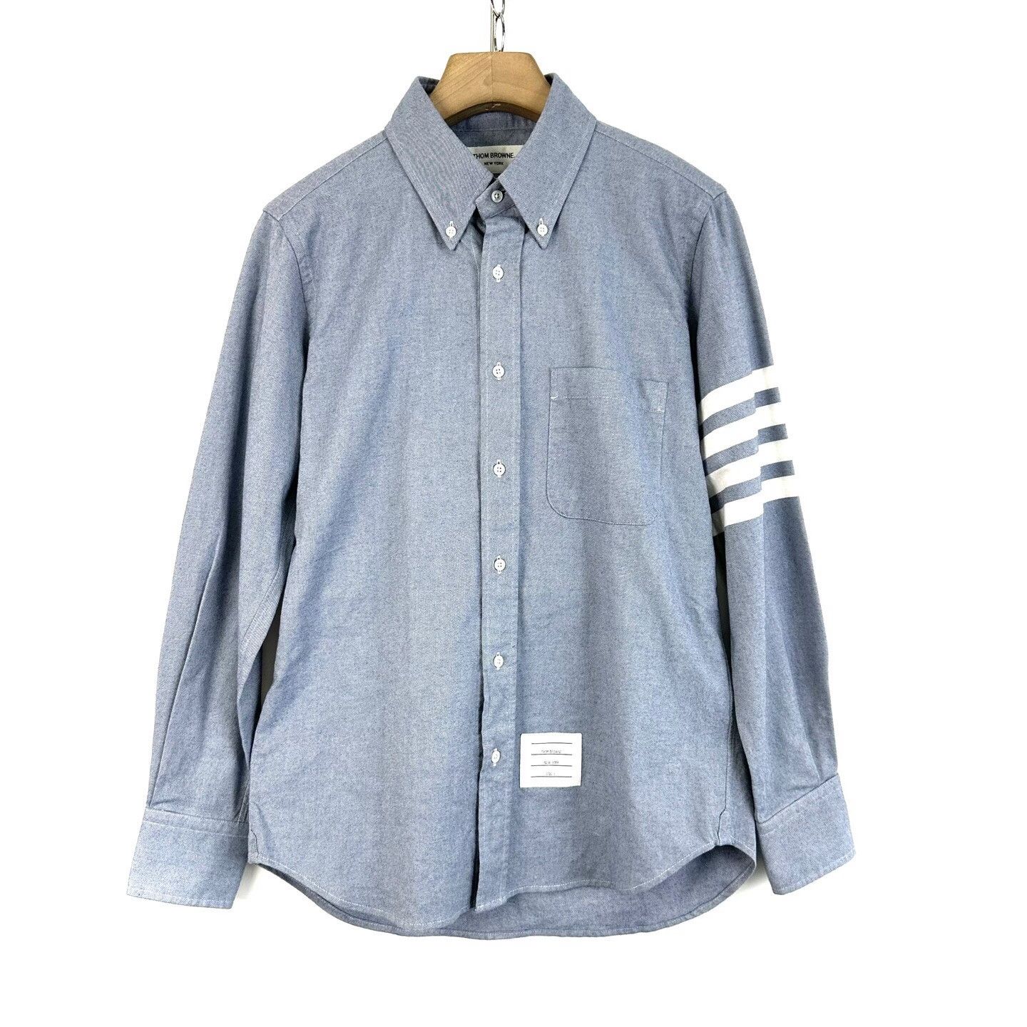 Thom Browne Thom Browne Gray Classic Four-Stripe Shirt Size US S / EU 44-46 / 1 - 1 Thumbnail