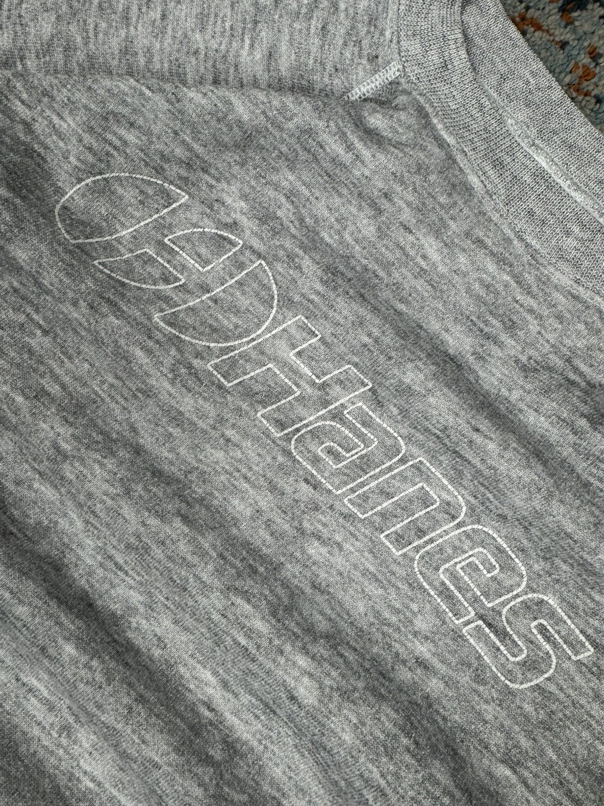 Hanes × Vintage Vintage 90s Hanes logo spellout heather grey boxy sweatshirt Size US L / EU 52-54 / 3 - 5 Thumbnail