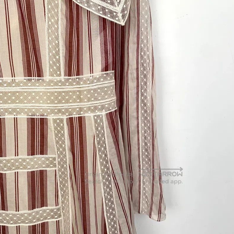 Dior Dior Colour-blocked striped lace cotton round-neck long-sl Size XS / US 0-2 / IT 36-38 - 4 Thumbnail