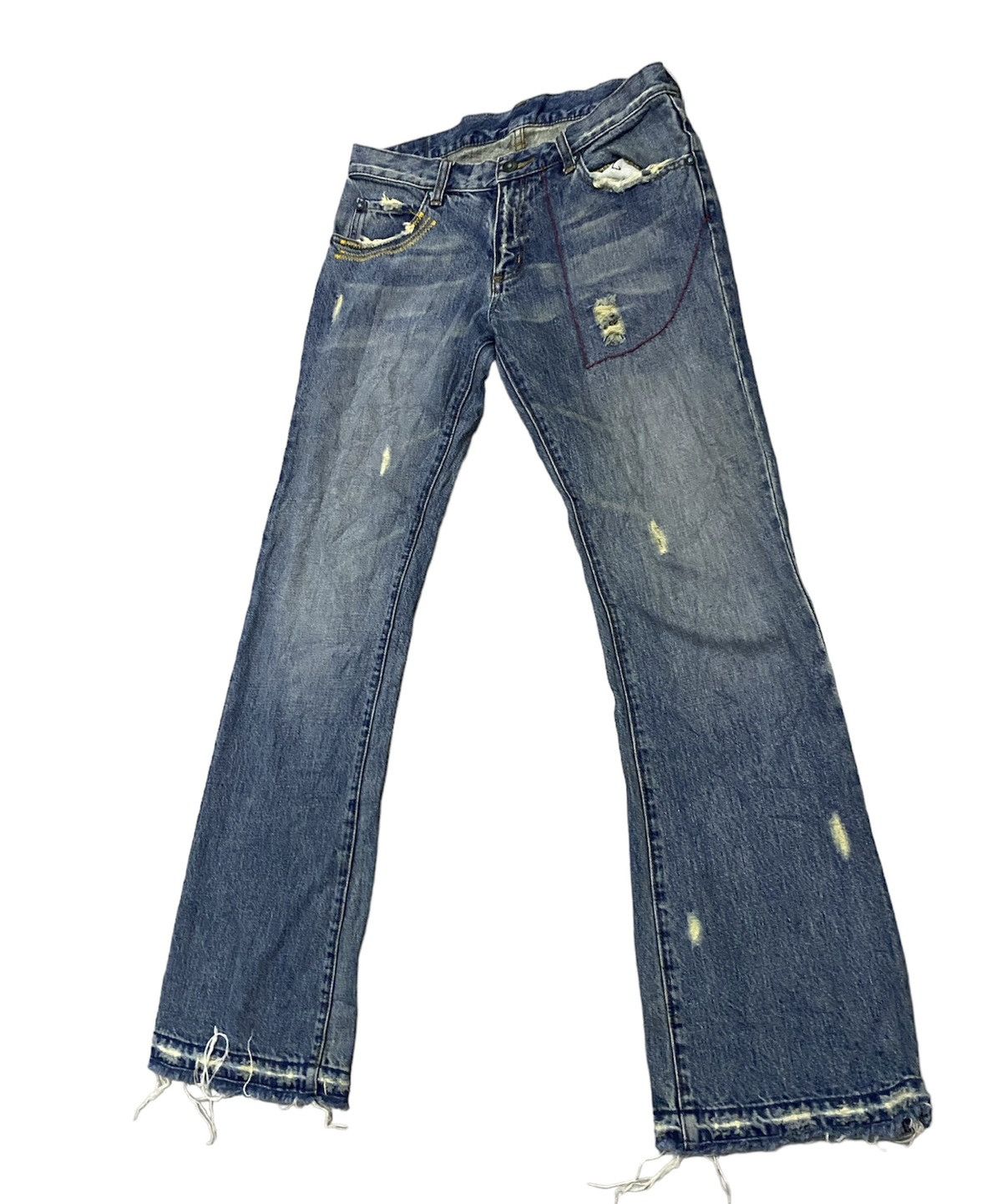 If Six Was Nine × Japanese Brand × Junya Watanabe JAPAN BRAND FAMOCK THRASHED DENIM GRUNGE STYLE Size US 32 / EU 48 - 2 Thumbnail