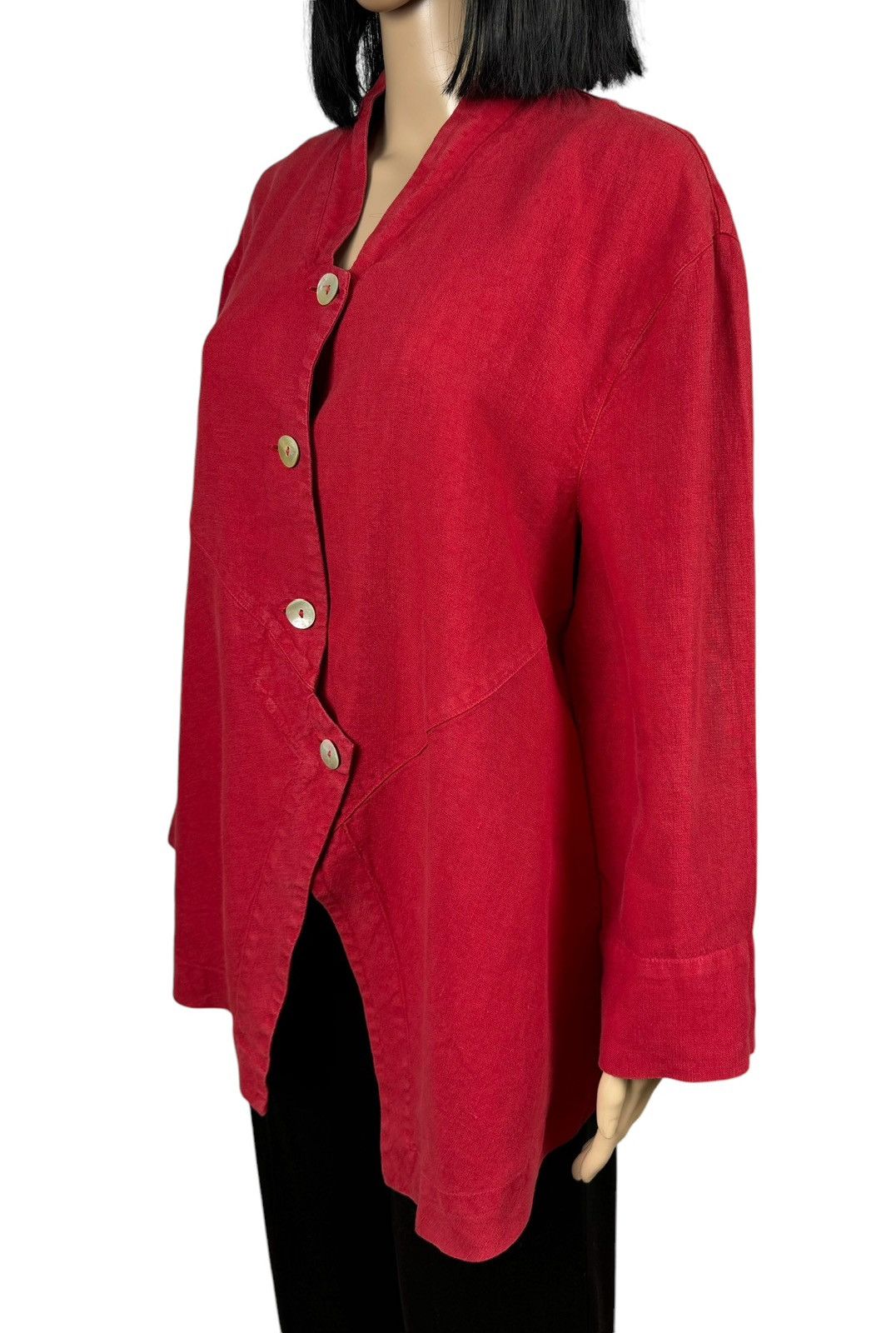 Designer OSKA Linen Red Jacket Asymmetrical Avant Garde size 2 Size M / US 6-8 / IT 42-44 - 4 Thumbnail