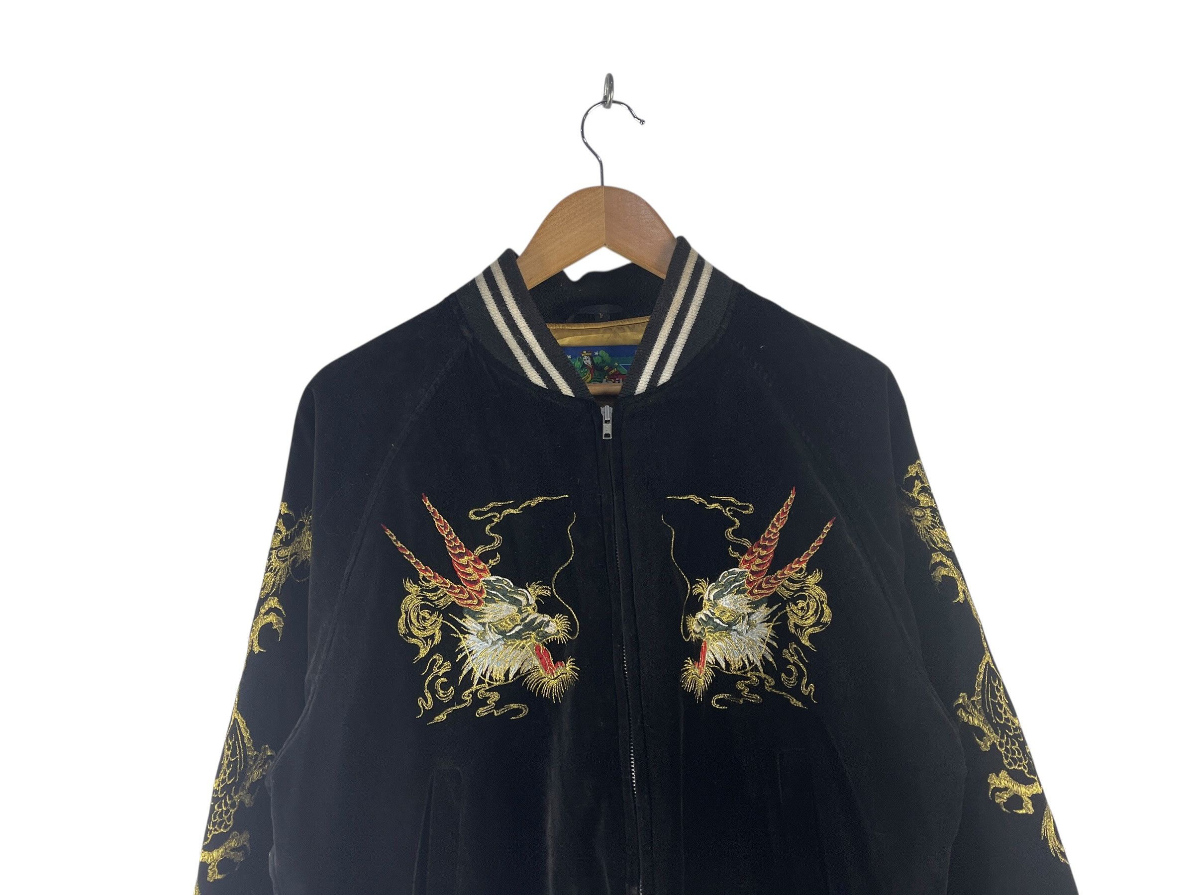 Japanese Brand Vintage Hoshihime Dragon Sukajan Jacket Black Velvet Feel Size US L / EU 52-54 / 3 - 10 Thumbnail