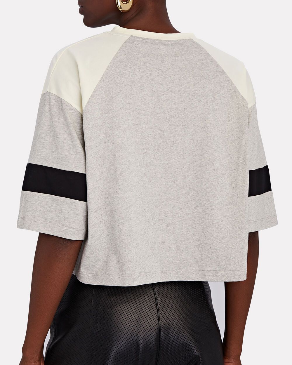 Balmain BALMAIN gray white logo print cropped biker t-shirt Large Size L / US 10 / IT 46 - 7 Thumbnail