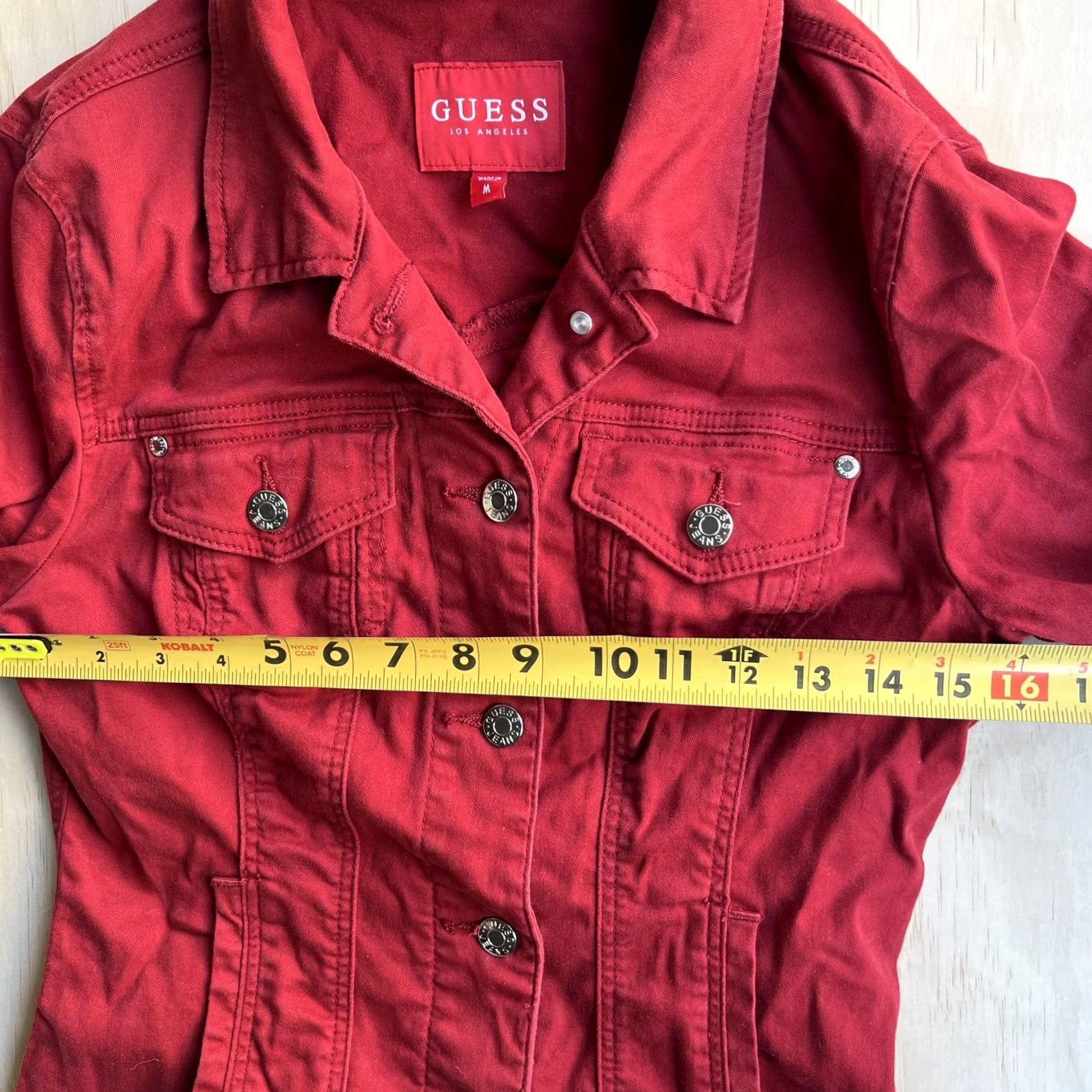 Guess Guess Jacket Womens Medium Red Denim Button Front Jean Pockets Casual Stretch Size 32" / US 10 / IT 46 - 6 Thumbnail