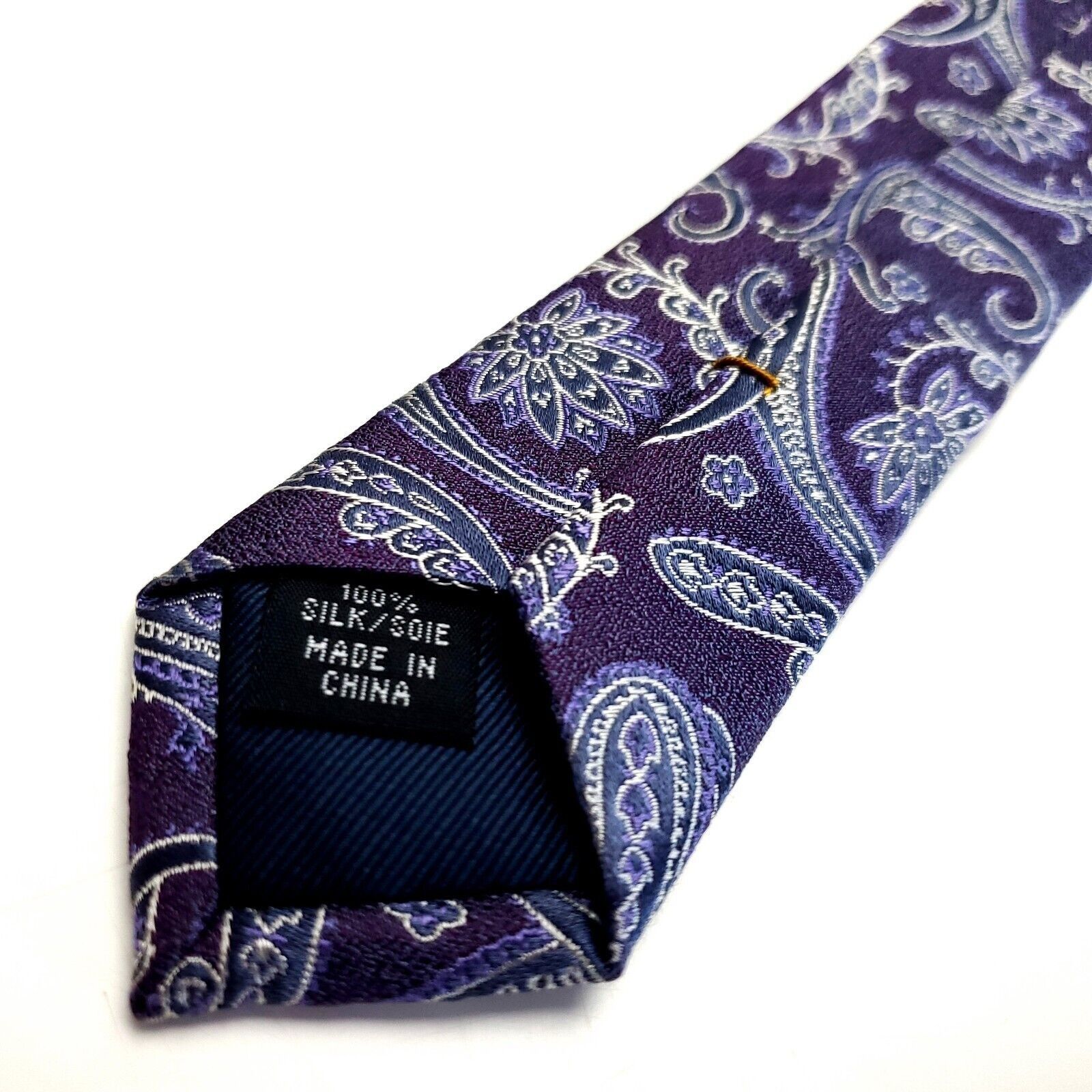 Joseph Abboud Joseph Abboud Purple Silk Tie Woven Skinny Paisley Floral Size ONE SIZE - 5 Thumbnail