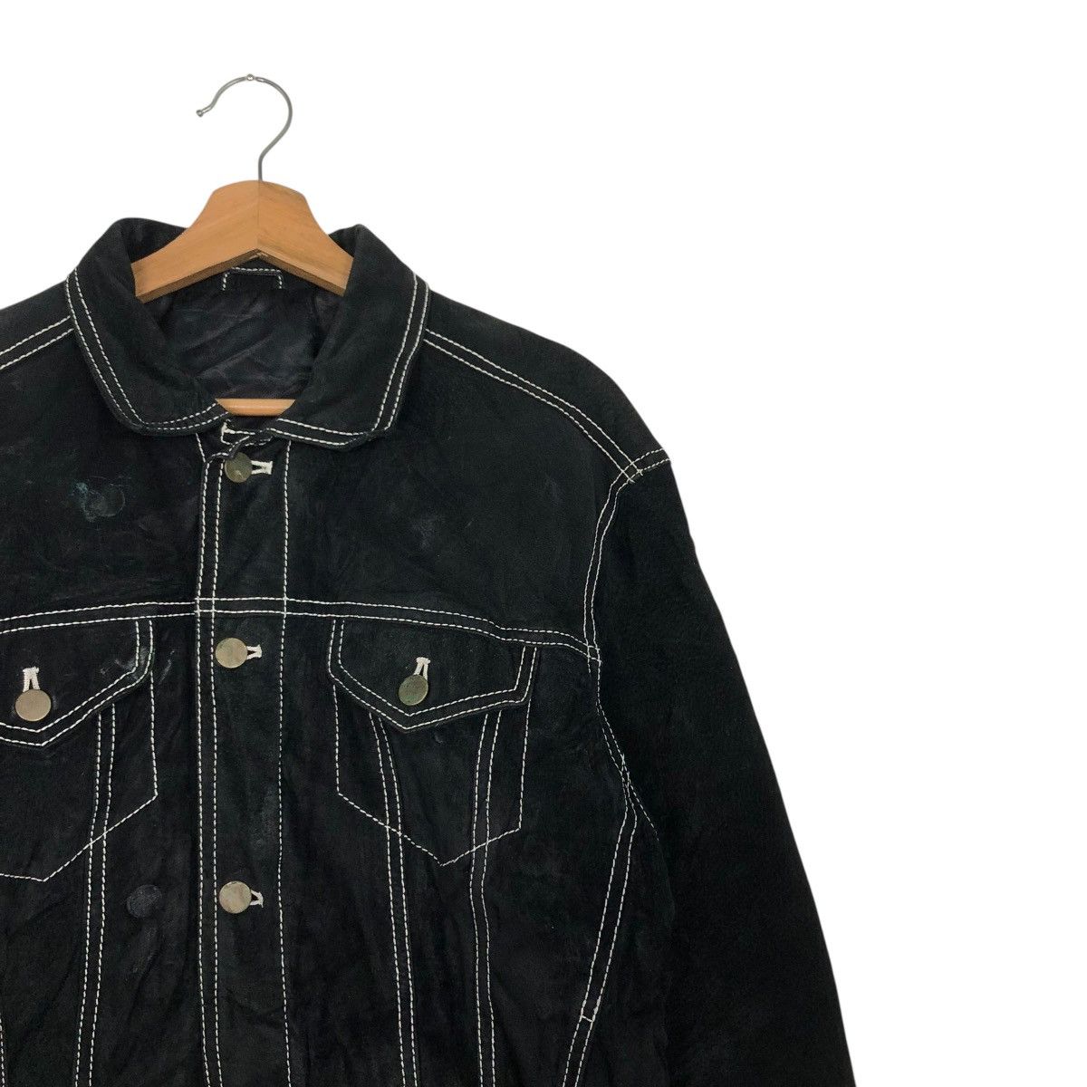 Japanese Brand 🔥VINTAGE TRUCKER BIKER LEATHER JACKET UNBRANDED ISSEY MIYAKE Size US M / EU 48-50 / 2 - 8 Thumbnail