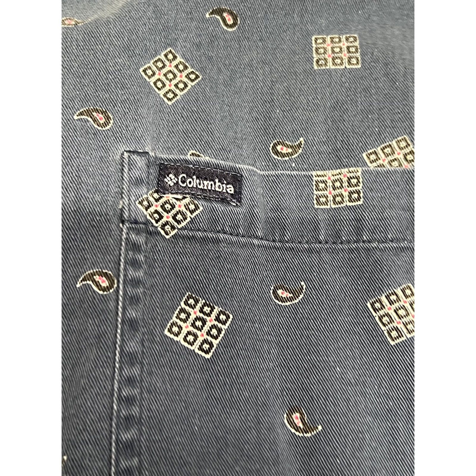 Vintage VINTAGE Columbia Camp Shirt Paisley Geometric Button Up Short Sleeve XL Blue Shirt Mens Size US XL / EU 56 / 4 - 4 Thumbnail