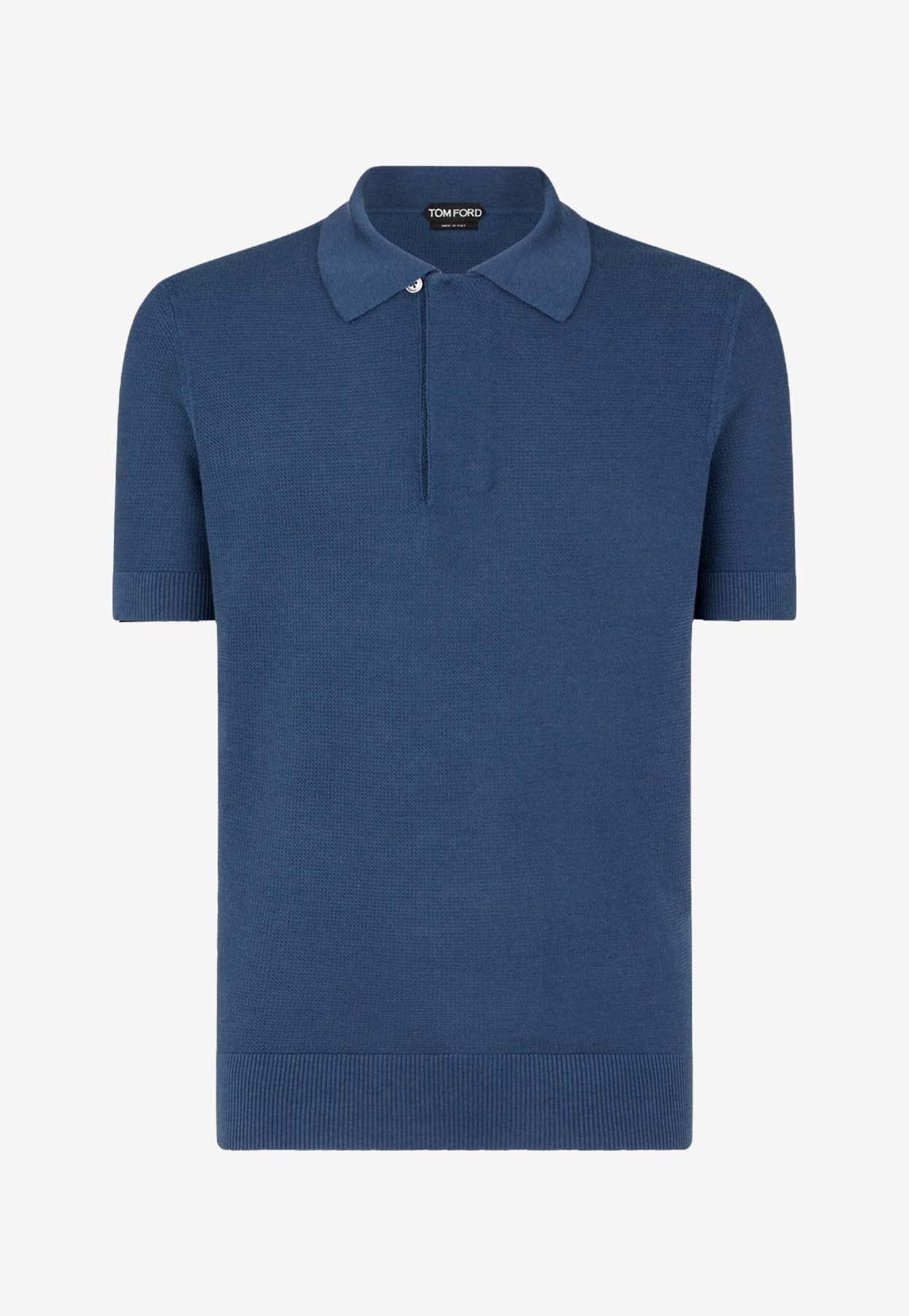 Tom Ford o1w1db10125 KPS010 Polo Shirt in Blue Size US XL / EU 56 / 4 - 1 Thumbnail