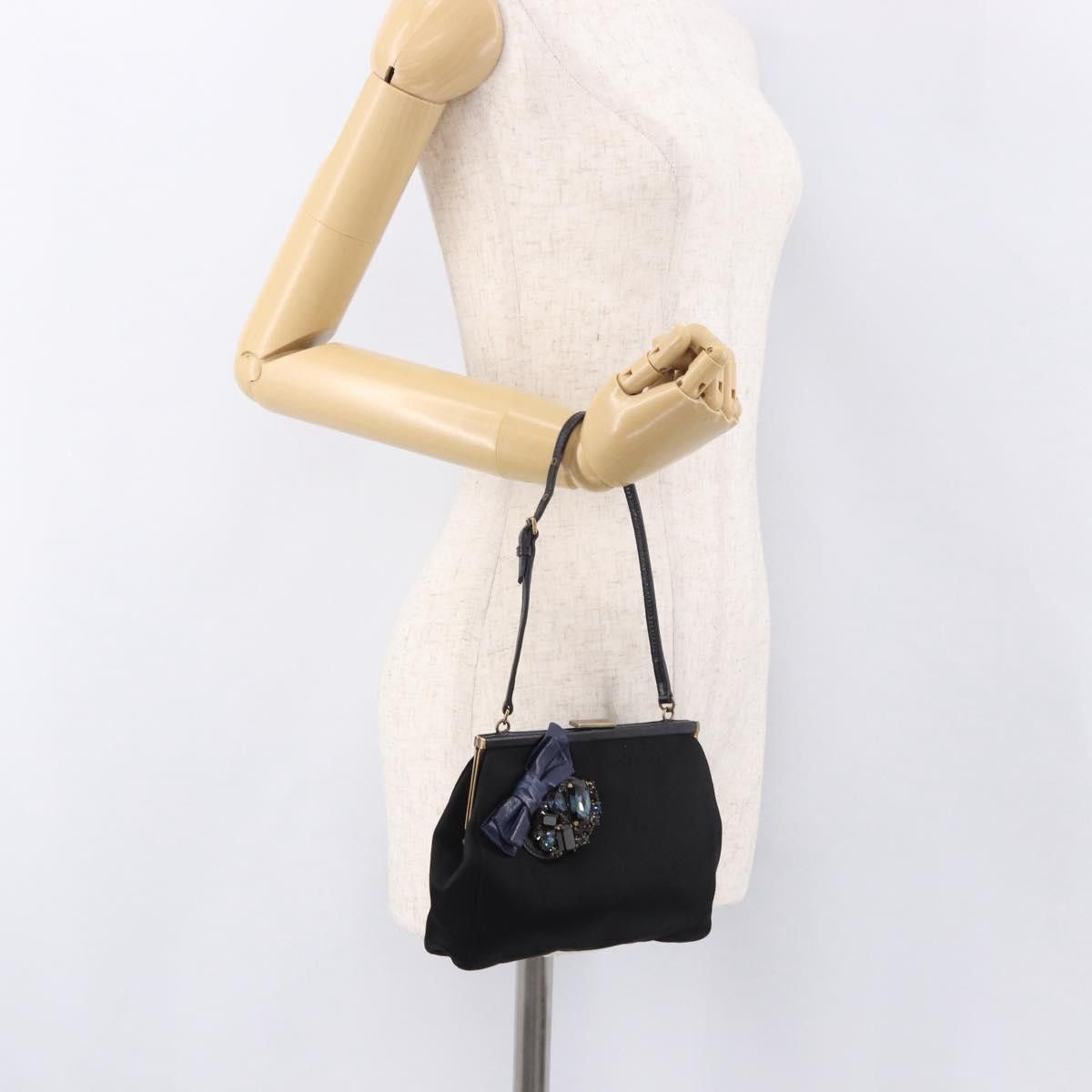 Miu Miu Miu Miu Hand Bag Satin Black Gold Auth 187043A - Jerrillo Size ONE SIZE - 23 Thumbnail