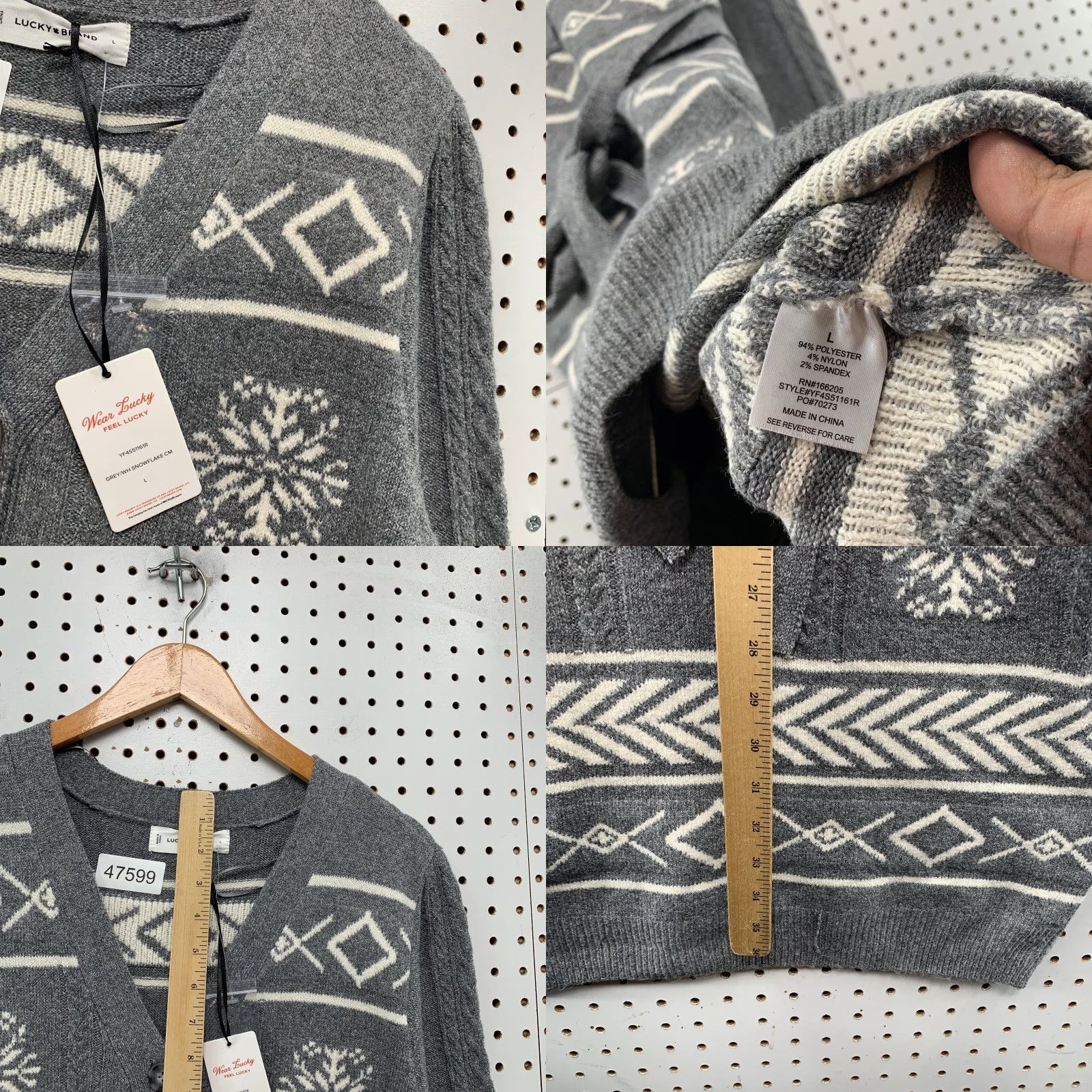 Lucky Brand Lucky Brand Sweater Dress Women's L Gray Knit Belted Nordic Fair Isle NWT Size L / US 10 / IT 46 - 8 Thumbnail