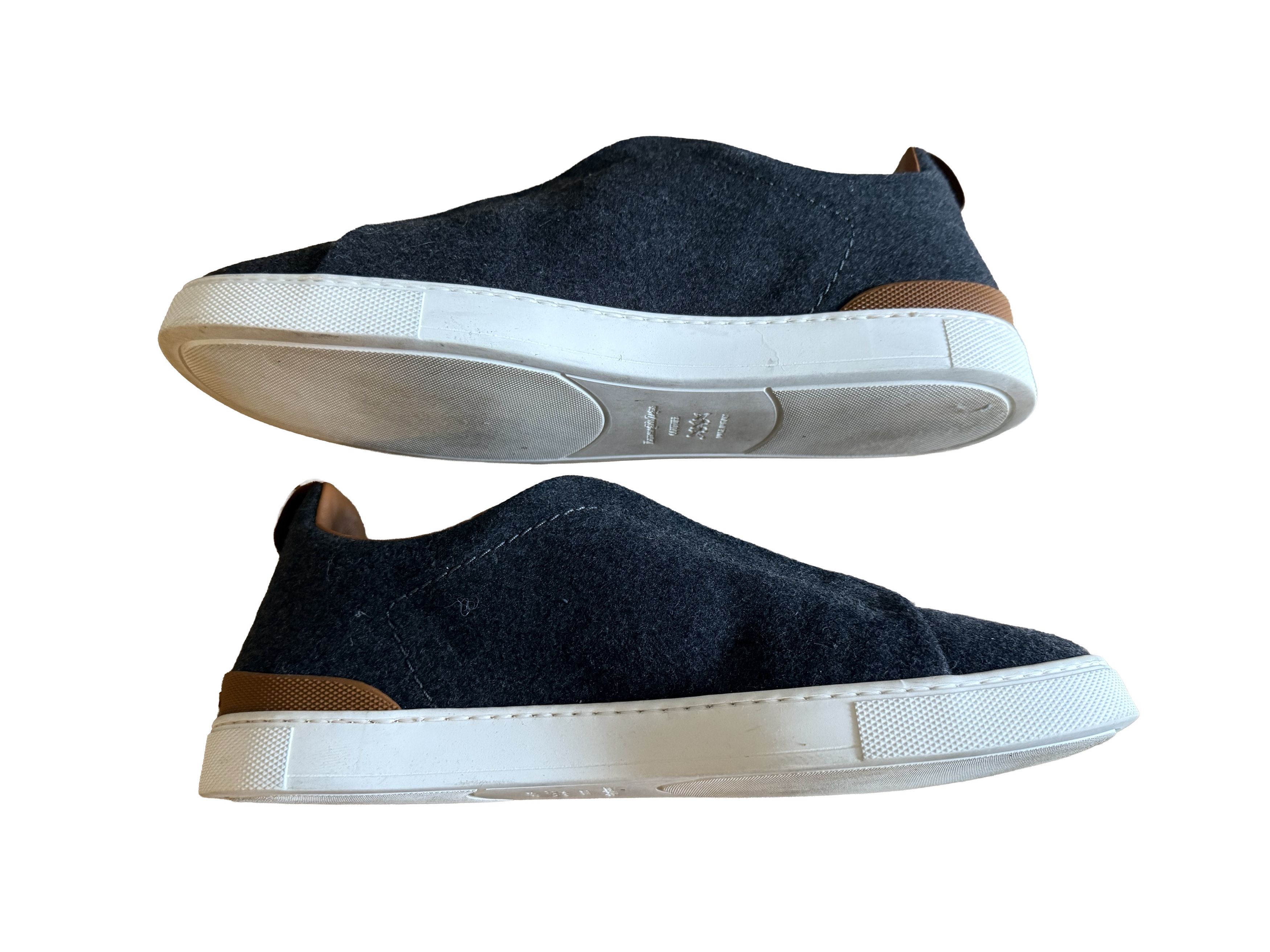 Ermenegildo Zegna Zegna Triple Stitch Gray Wool Leather sneaker Size US 9 / EU 42 - 4 Thumbnail