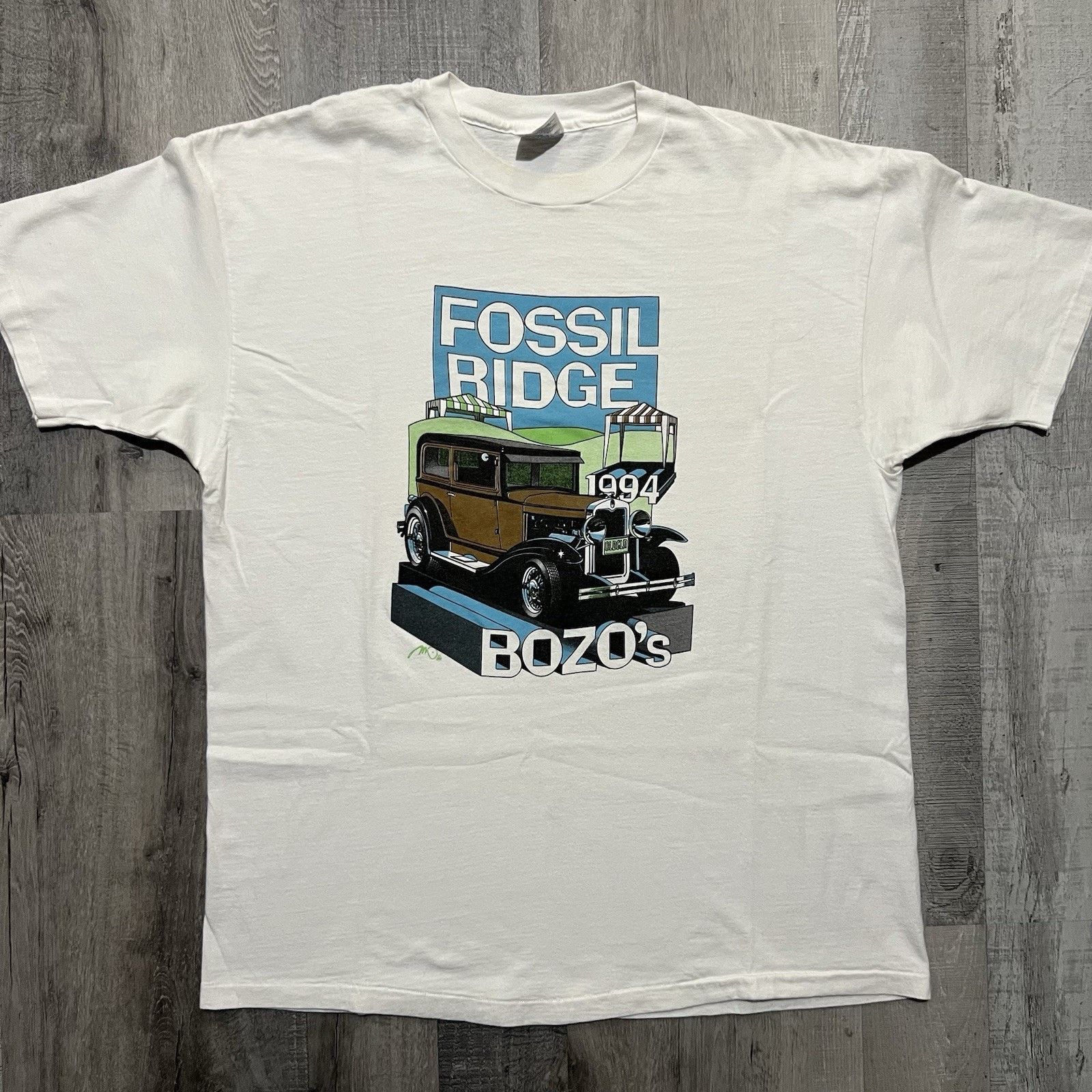 Hanes VTG Fossil Ridge Bozos 1994 T Shirt Hot Rod 30s Ford Model A Size US XL / EU 56 / 4 - 1 Thumbnail
