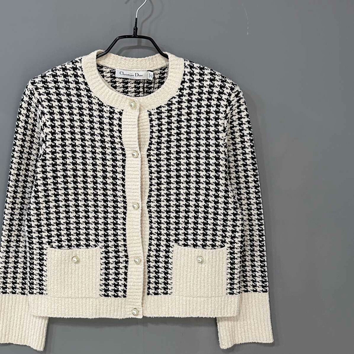 Dior Houndstooth Pearl Two-Piece Cardigan Dior Size S / US 4 / IT 40 - 1 Thumbnail
