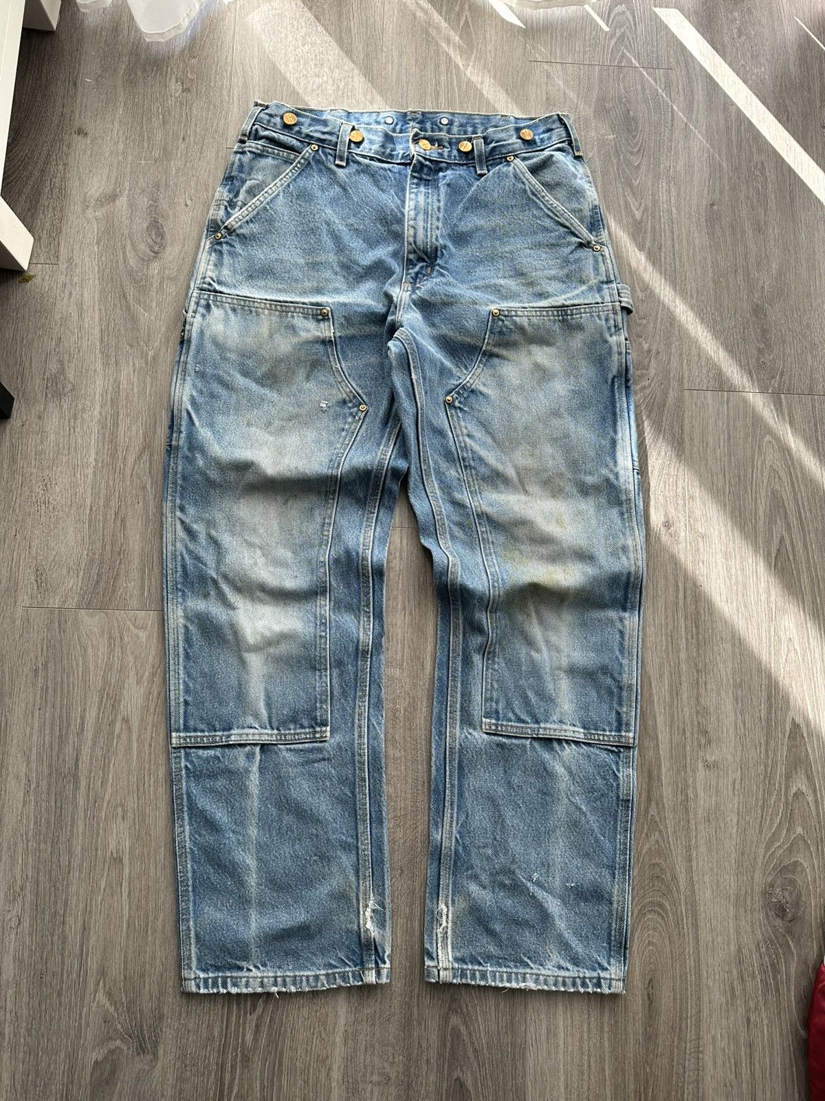 Carhartt Carhartt double knee denim pants workwear Size US 33 - 3 Thumbnail