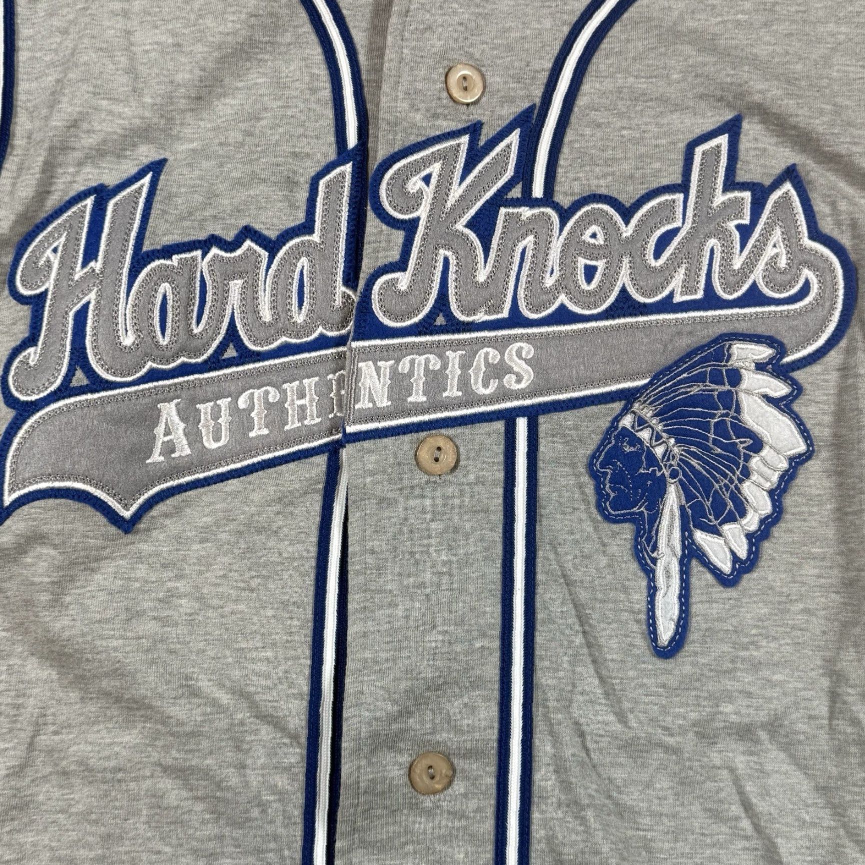 Vintage VINTAGE Hard Knocks Authentics Baseball Jersey Mens Large Gray Cotton Button Size US L / EU 52-54 / 3 - 6 Thumbnail