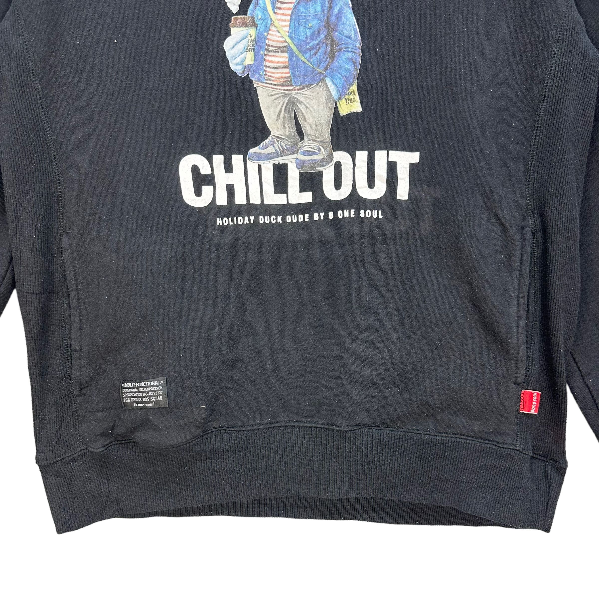 Japanese Brand B ONE SOUL DUCK DUDE GRAPHIC HOODIES #8420-008 Size US L / EU 52-54 / 3 - 4 Thumbnail