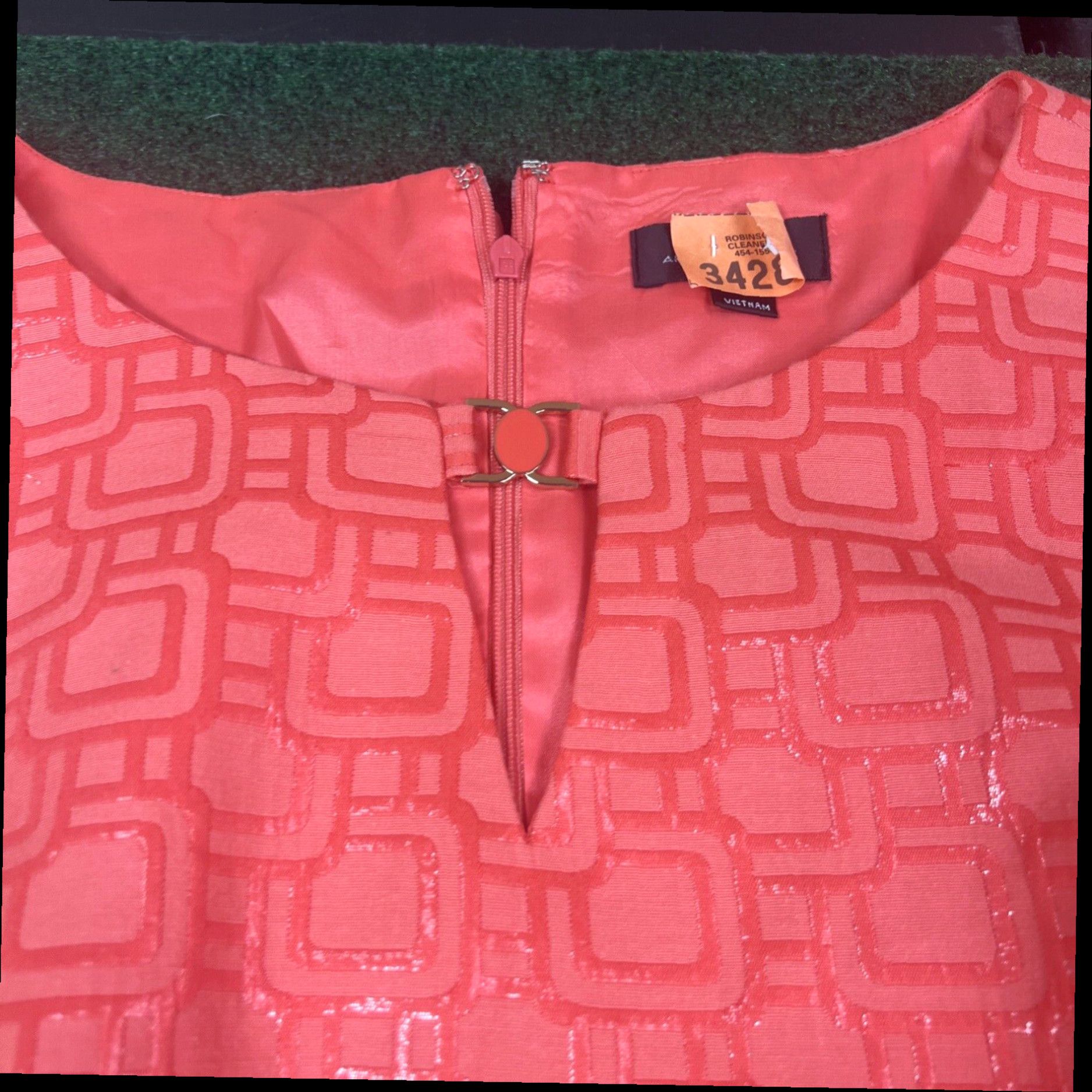 Vintage Tahari Arthur S. Levine Dress with Detailed Waistline Women's Sz 8 Coral Salmon Size M / US 6-8 / IT 42-44 - 5 Thumbnail