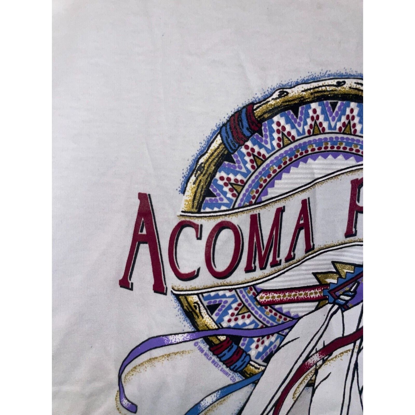 Jerzees Vintage New Mexico Shirt Acoma Pueblo Tribal Print White Tee Size US XL / EU 56 / 4 - 3 Thumbnail