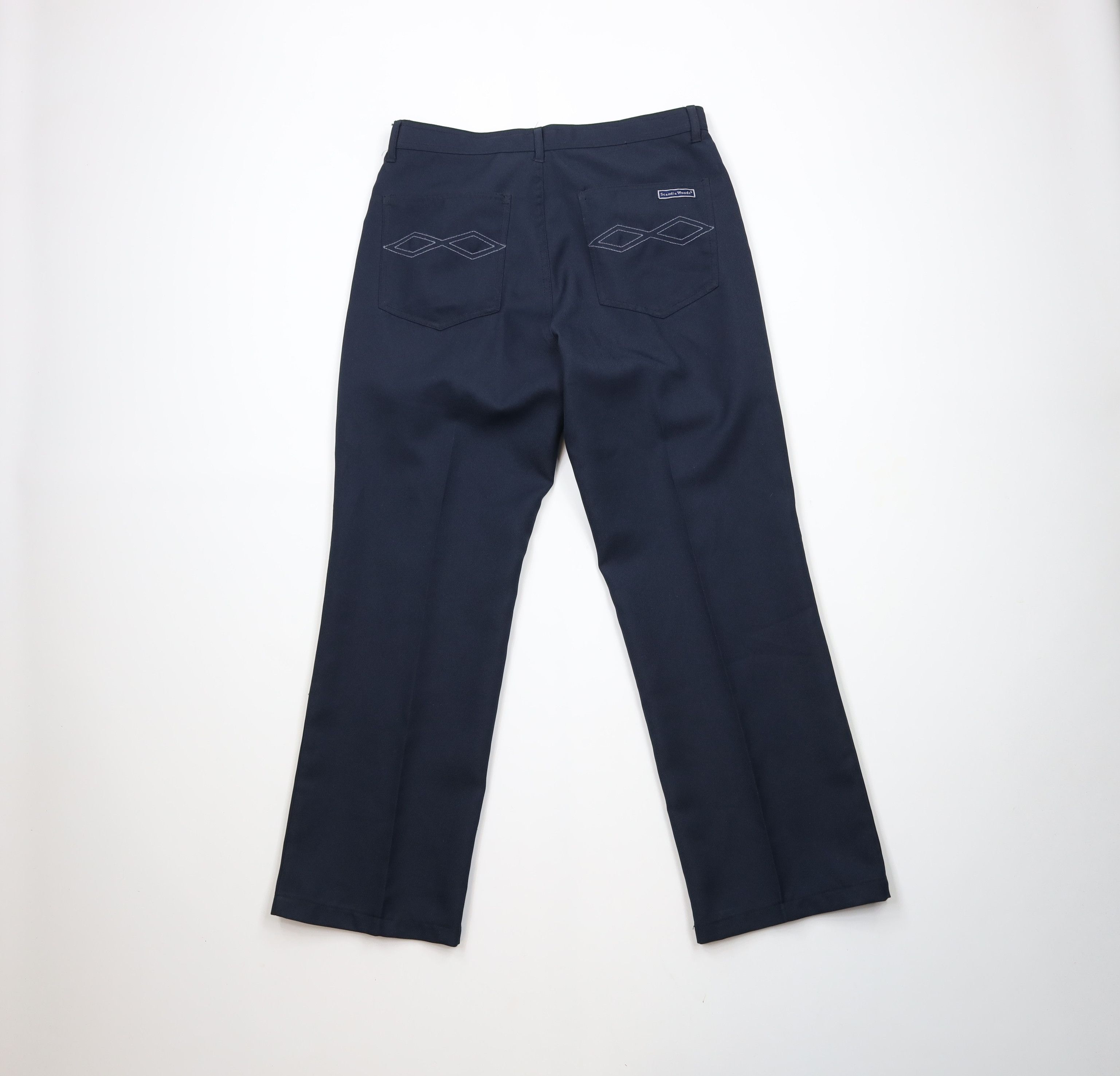 Vintage Vintage 90s Streetwear Distressed Wide Leg Chino Pants Navy Size US 32 / EU 48 - 9 Thumbnail