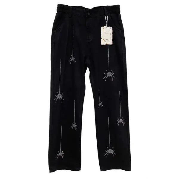 Japanese Brand Kiuchi x Asai Hot Diamond Spider Loose Straight Jeans Size US 32 / EU 48 - 6 Thumbnail