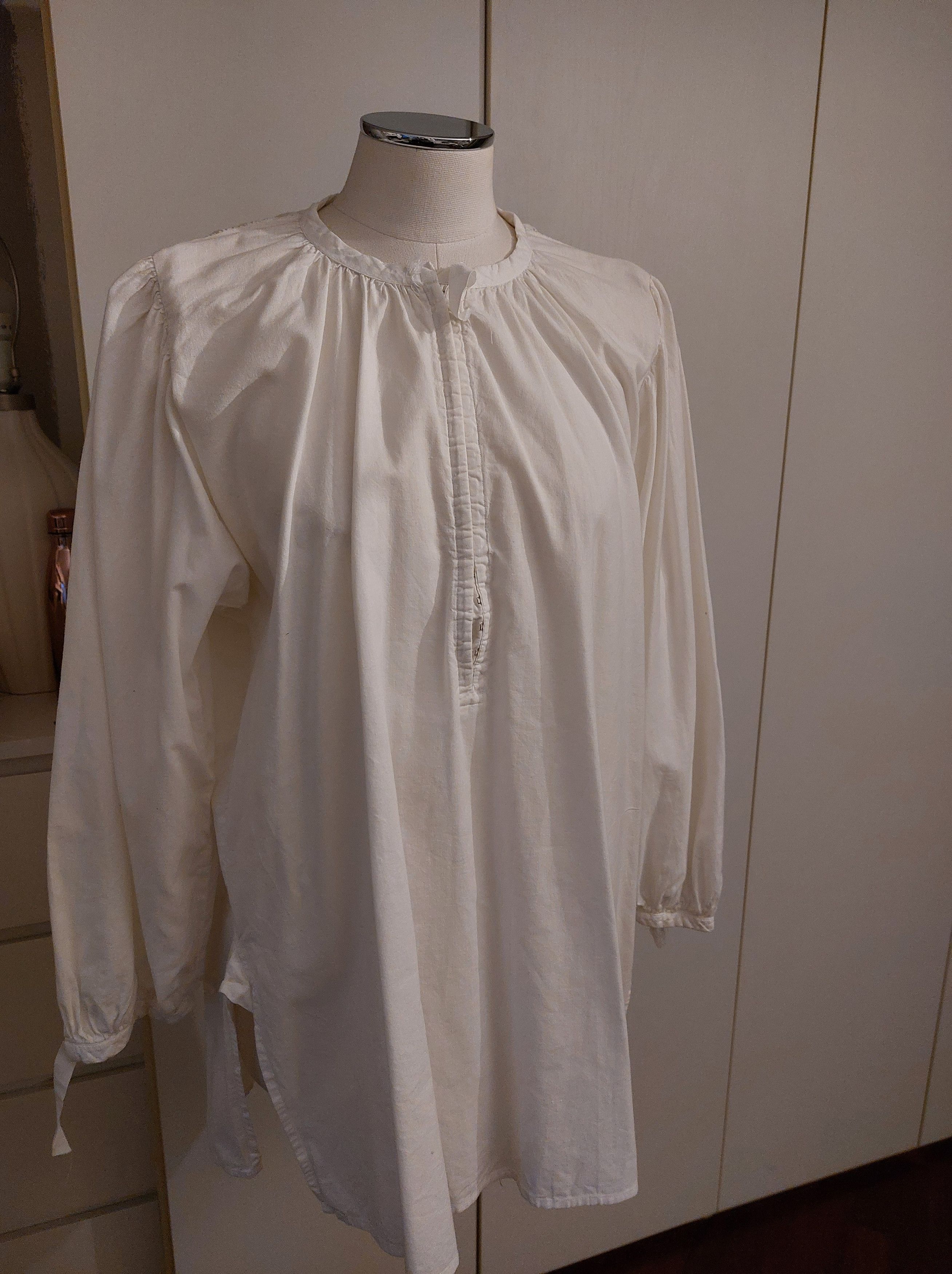 Margiela Archive Poet Shirt with Raw Hem & Pleated Collar