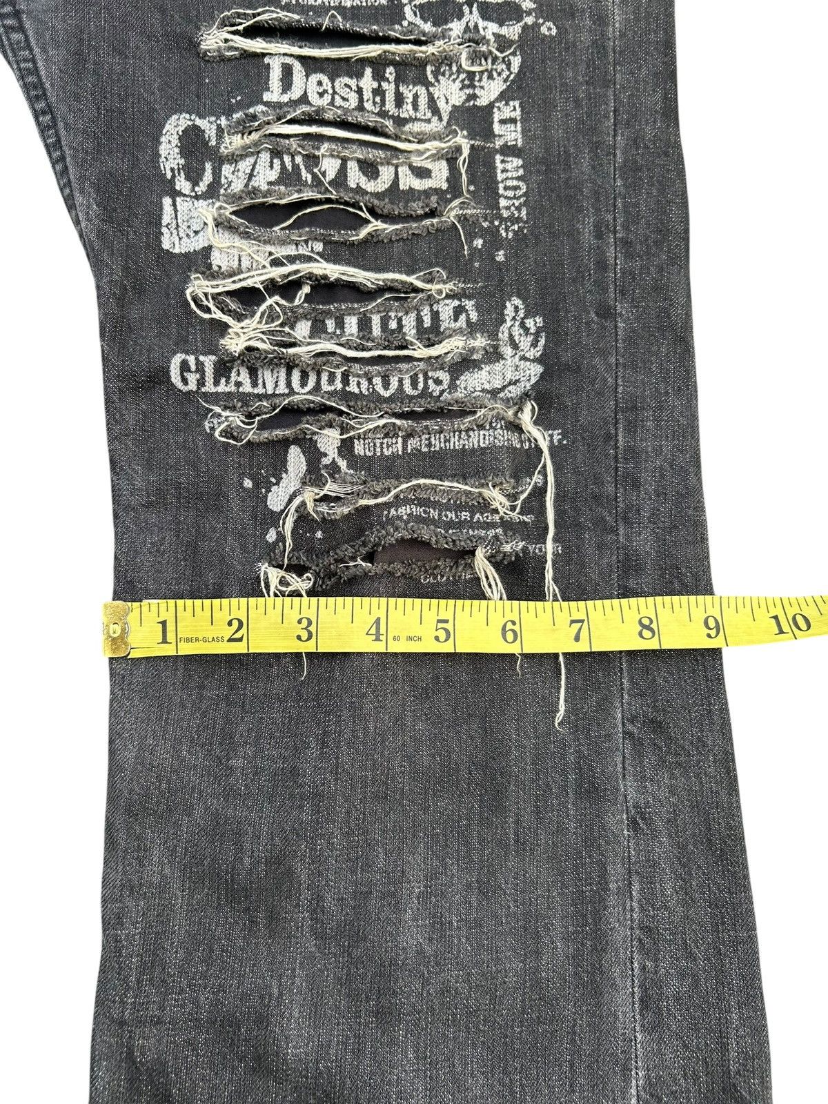 If Six Was Nine FLARE FUNNY DEVIL SKULL IMPULSE PLEASURE DISTRESSED DENIM Size US 34 / EU 50 - 14 Thumbnail