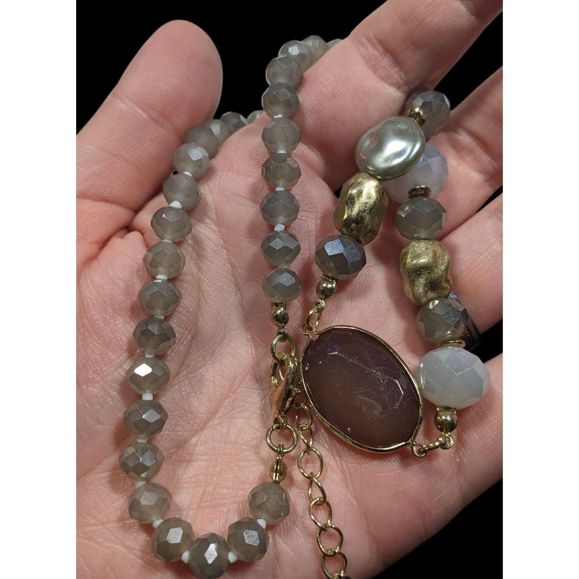 Other Bohemian Glam Asymmetrical Glass And Metal Beaded Necklace Size ONE SIZE - 5 Thumbnail