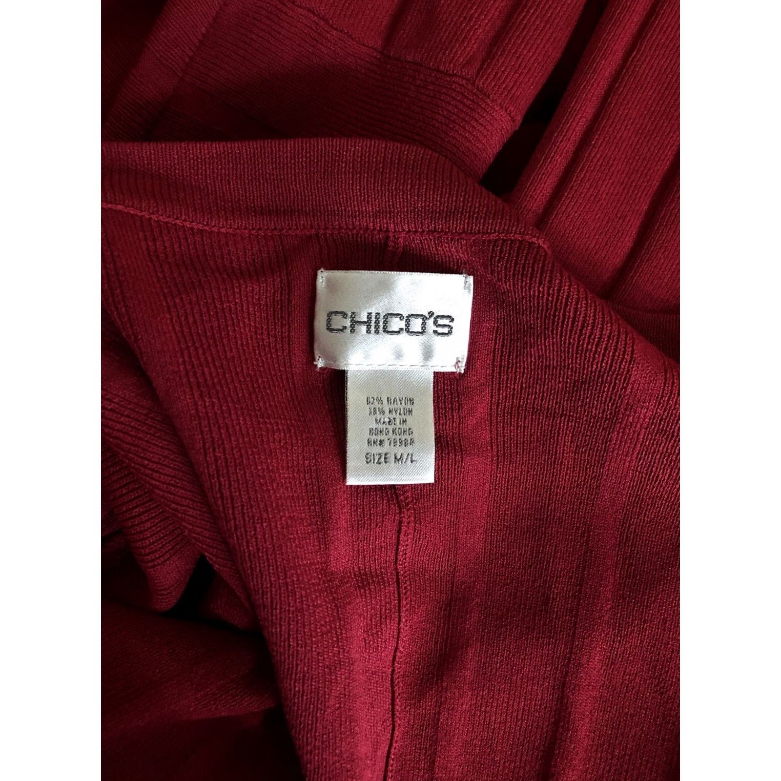 Vintage Chico'S Red Knit Cardigan Sweater - M/L - 3/4 Sleeve - Casual Workwear Size L / US 10 / IT 46 - 3 Thumbnail