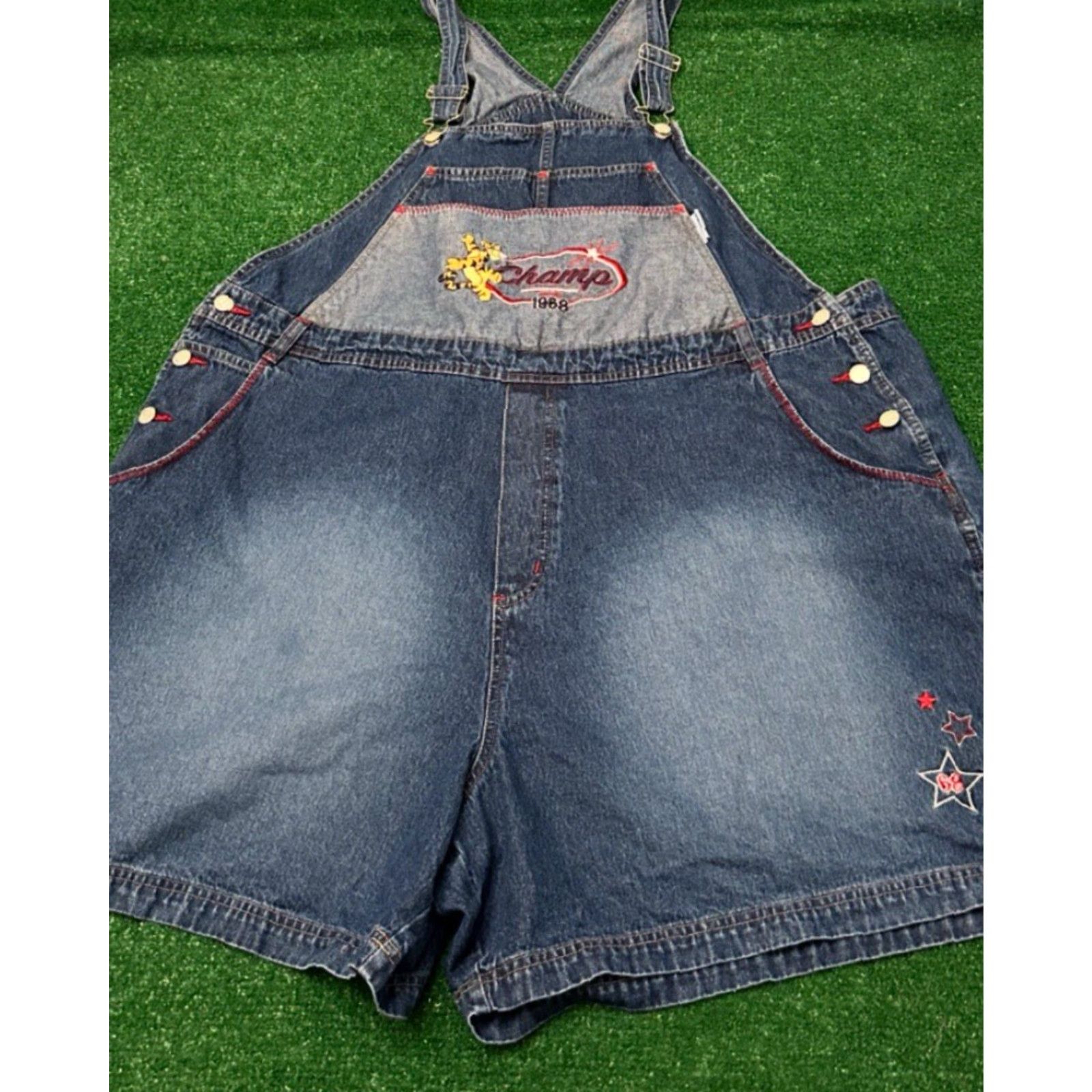 Disney VINTAGE Disney 90s Main Street Short Denim Overalls Cartoon Tigger Pooh 26 W/28W Size 26" / US 2 / IT 38 - 5 Thumbnail