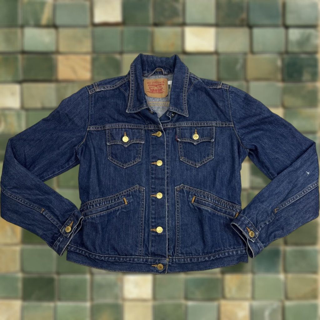 Levi's Levi's Denim Dark Wash Jean Jacket Large Juniors Made In Mexico Womens Jacket Blue Cotton Denim Regular Size Large Size 36" / US 14 / IT 50 - 1 Thumbnail