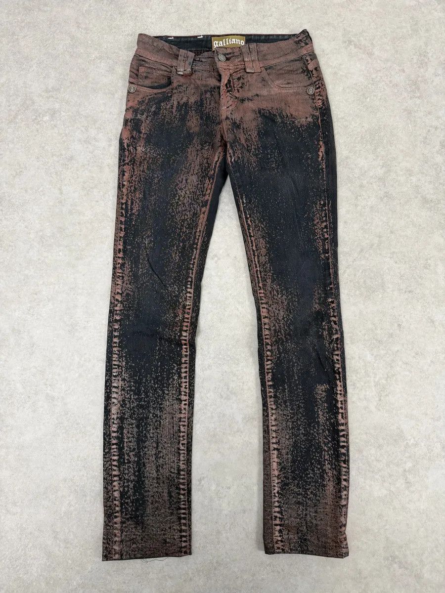 John Galliano SS2008 Galliano Copper Waxed Black & Brown Pants Size US 28 / EU 44 - 1 Thumbnail