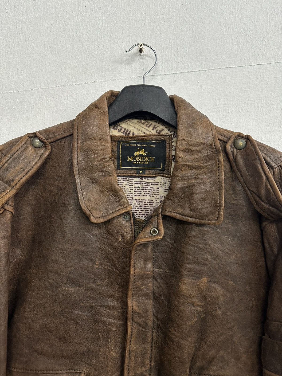 Vintage 90’s Distress Mondick Leather Jacket Size US M / EU 48-50 / 2 - 2 Thumbnail