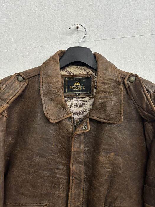 Vintage 90’s Distress Mondick Leather Jacket | Grailed