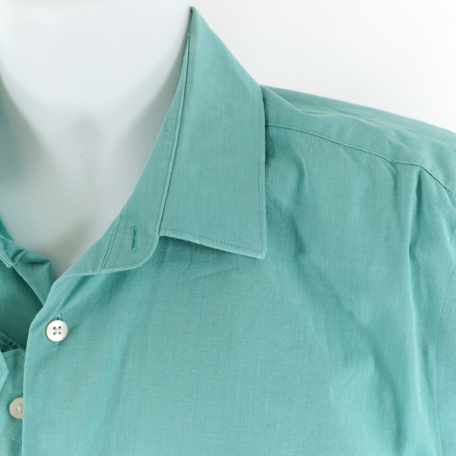 Express Express 1MX Fitted XL 17-17.5 Blue/Green Collared Dress Shir Size US XL / EU 56 / 4 - 2 Thumbnail