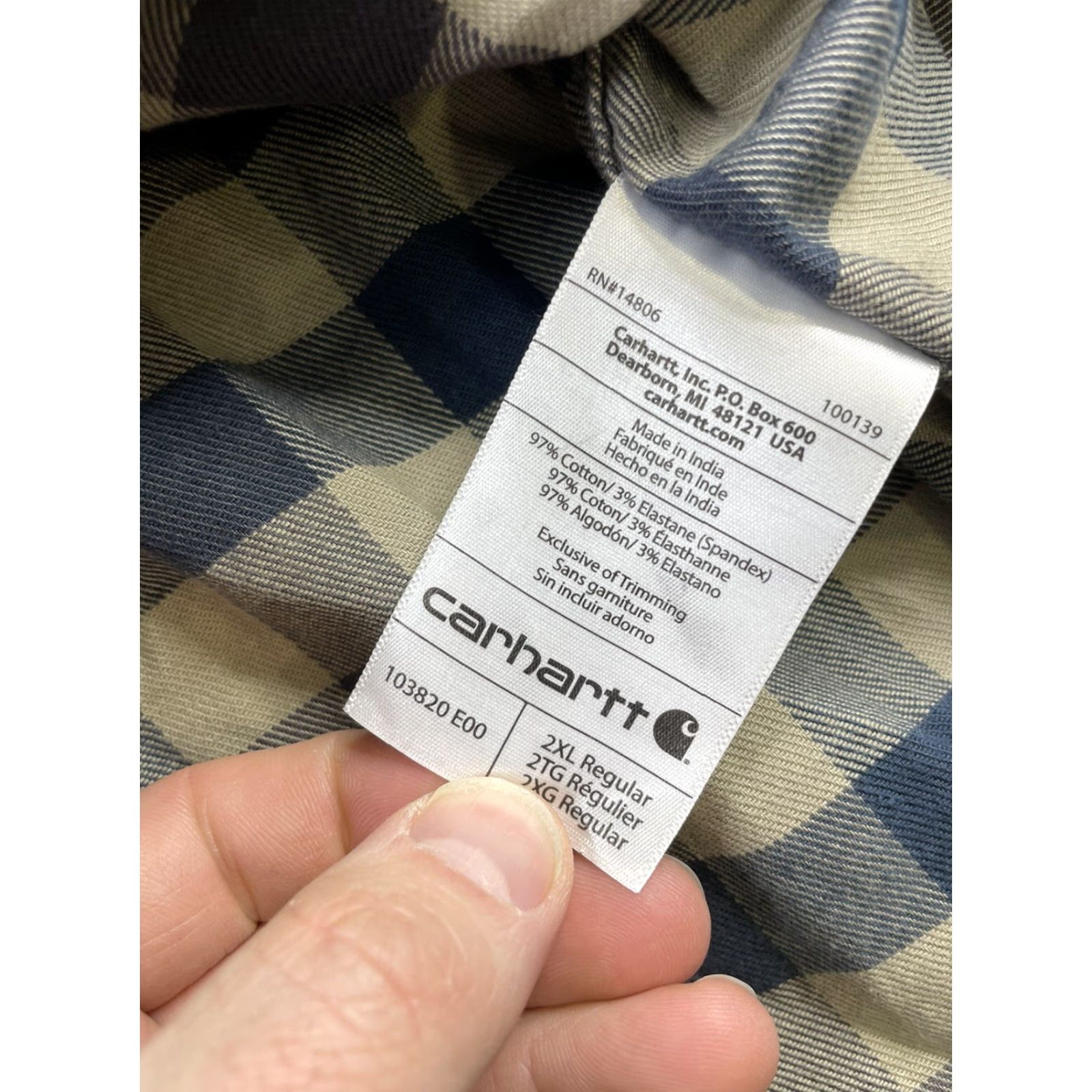 Carhartt Carhartt Shirt Mens 2XL Flannel Relaxed Fit Plaid Button-Up Cotton Workwear Casual Outdoor 2XL Mens Long Sleeve Multicolor Size US XXL / EU 58 / 5 - 4 Thumbnail