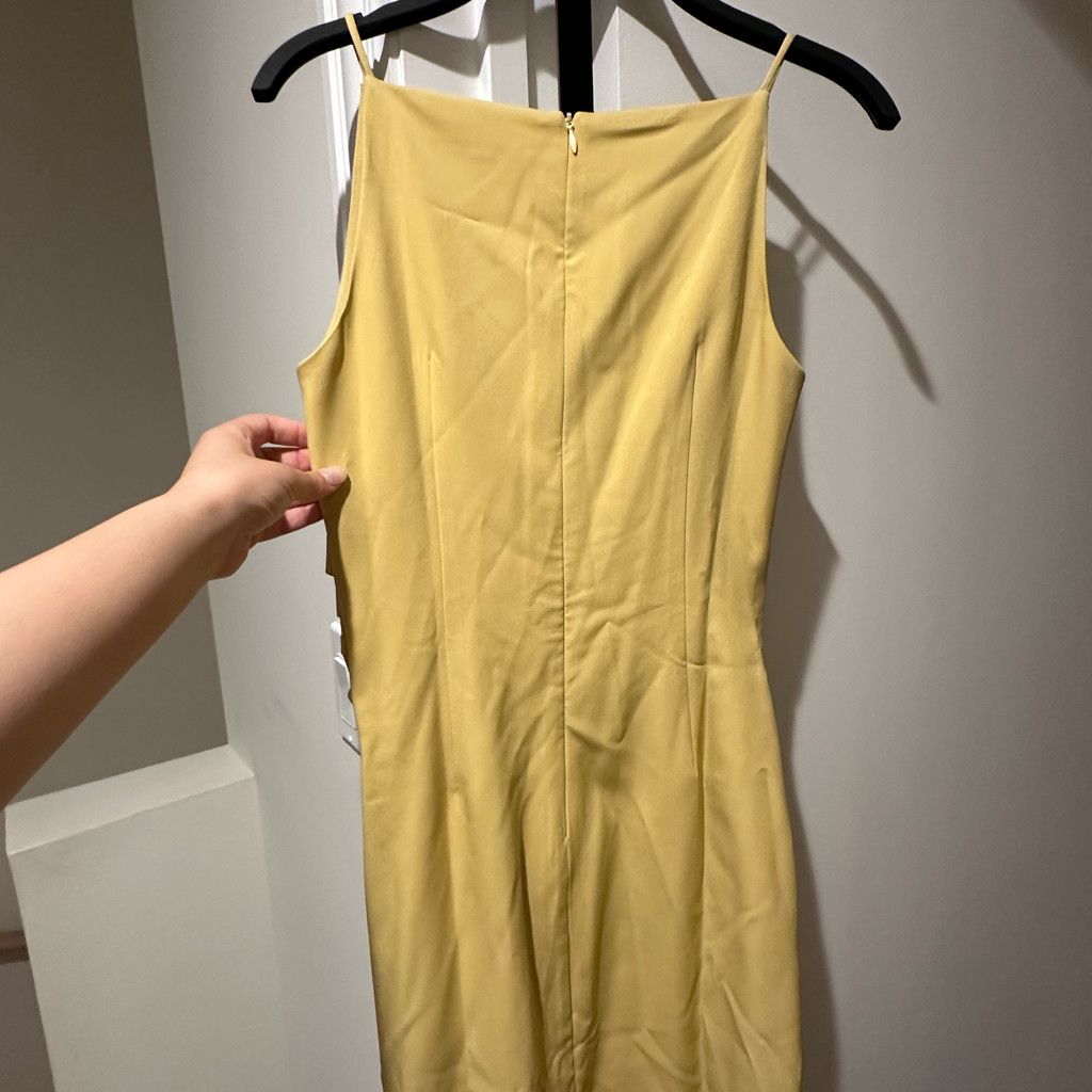 Zara Elegant Yellow Draped Boat Neckline Midi Dress Size S / US 4 / IT 40 - 8 Thumbnail