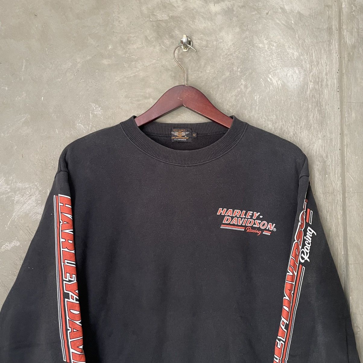 Harley Davidson × Vintage Vintage Y2K Harley Davidson Racing Sweatshirt Black Size US M / EU 48-50 / 2 - 2 Thumbnail