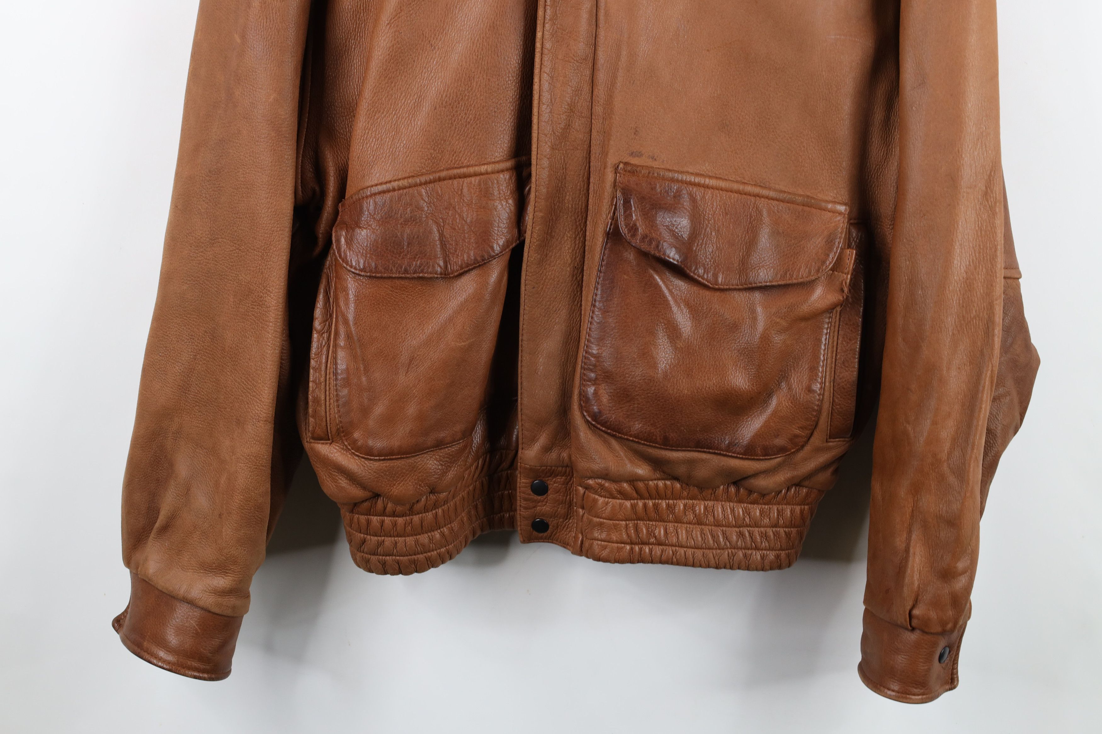 Vintage Vintage 70s Streetwear Wool Lined Leather Bomber Jacket USA Size US L / EU 52-54 / 3 - 3 Thumbnail
