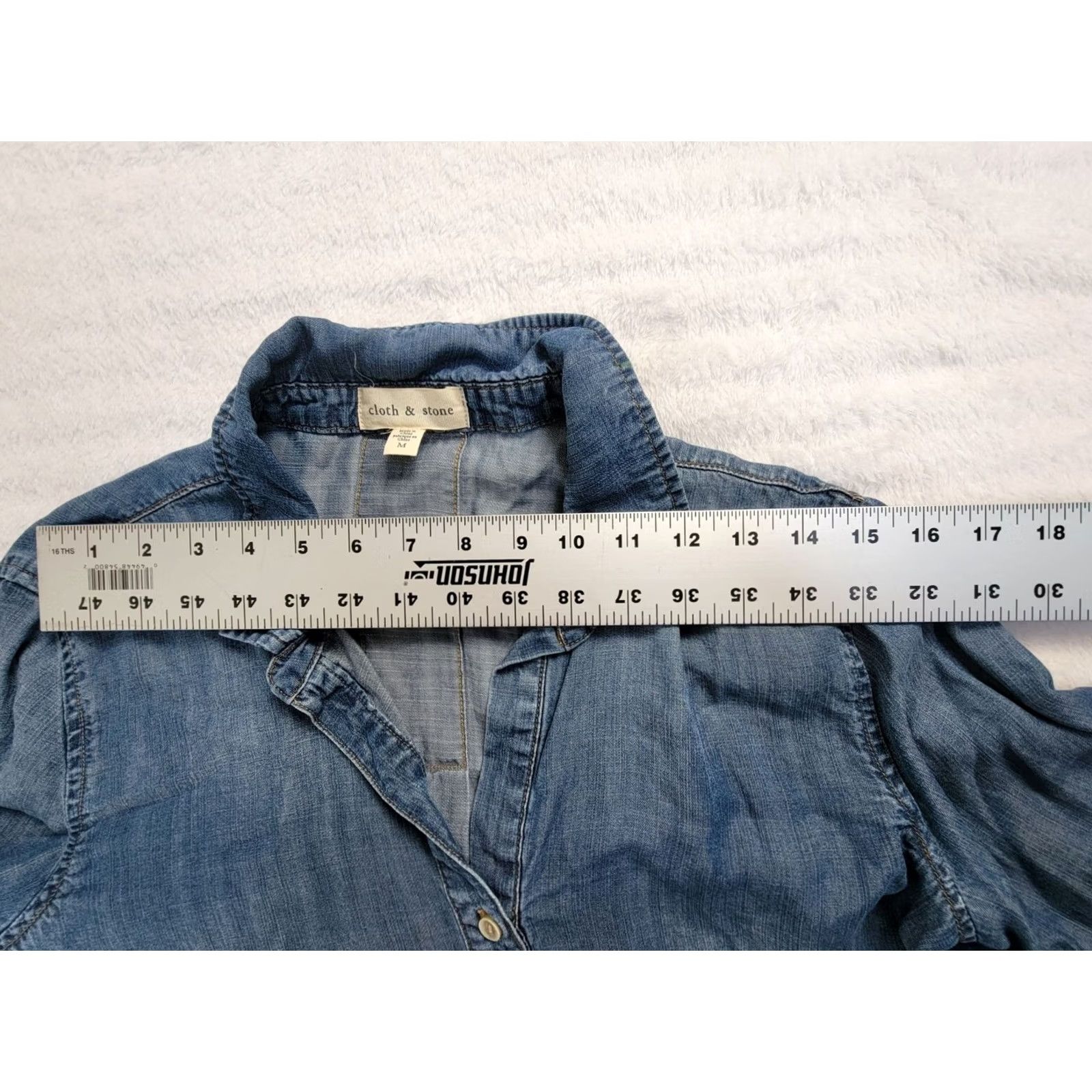 Denime Cloth & Stone Denim Button-Down Long Sleeve Shirt Medium Women Blue Pullover Shirt Size M / US 6-8 / IT 42-44 - 6 Thumbnail