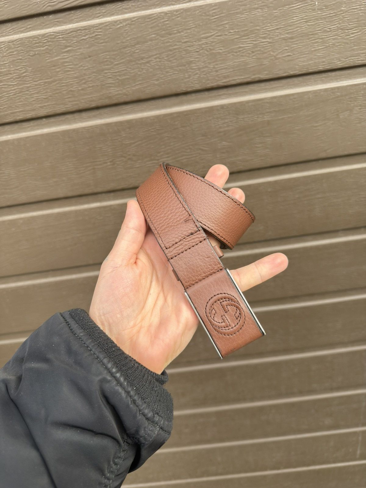 Gucci Gucci Men's Leather Buckle Interlocking G Belt Size 32 - 23 Thumbnail