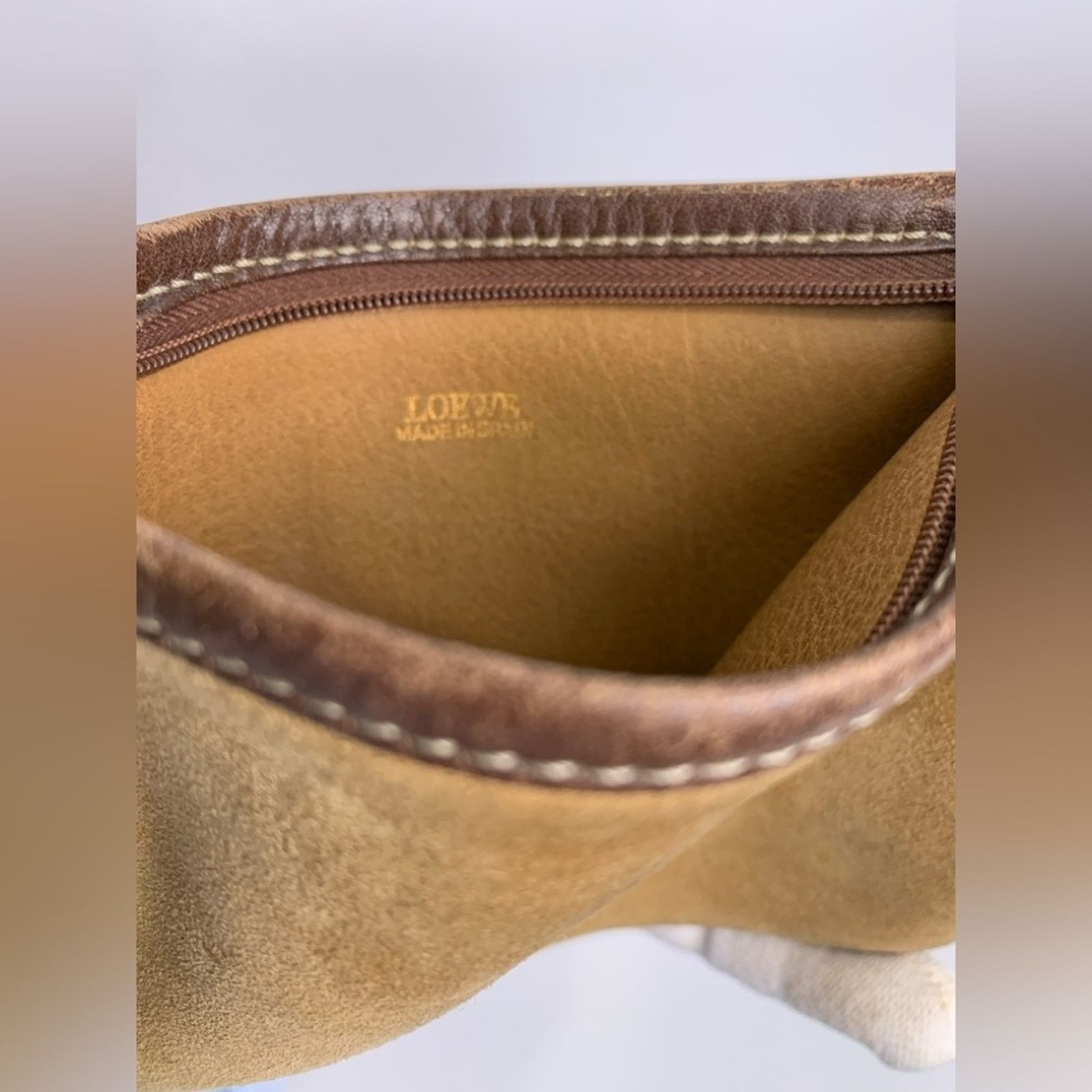 Loewe Loewe Tan Camel Suede Zip Pouch Size ONE SIZE - 6 Thumbnail